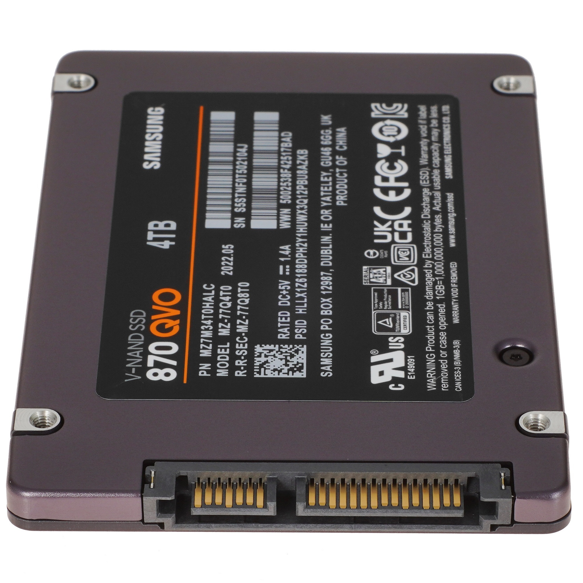 Накопитель SSD Samsung 4TB 870 QVO, V-NAND, 2.5", SATA III, [R/W - 530/560 MB/s]