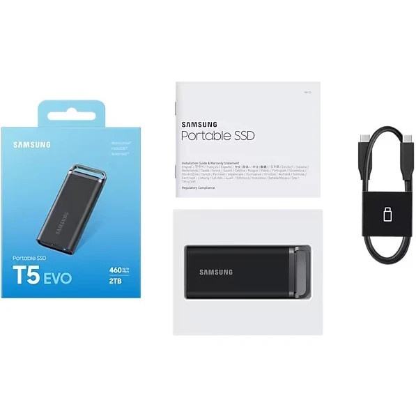 Внешний накопитель SSD Samsung T5 EVO External 2Tb (1024GB) BLACK USB 3.2 (MU-PH2T0S/WW) 1year