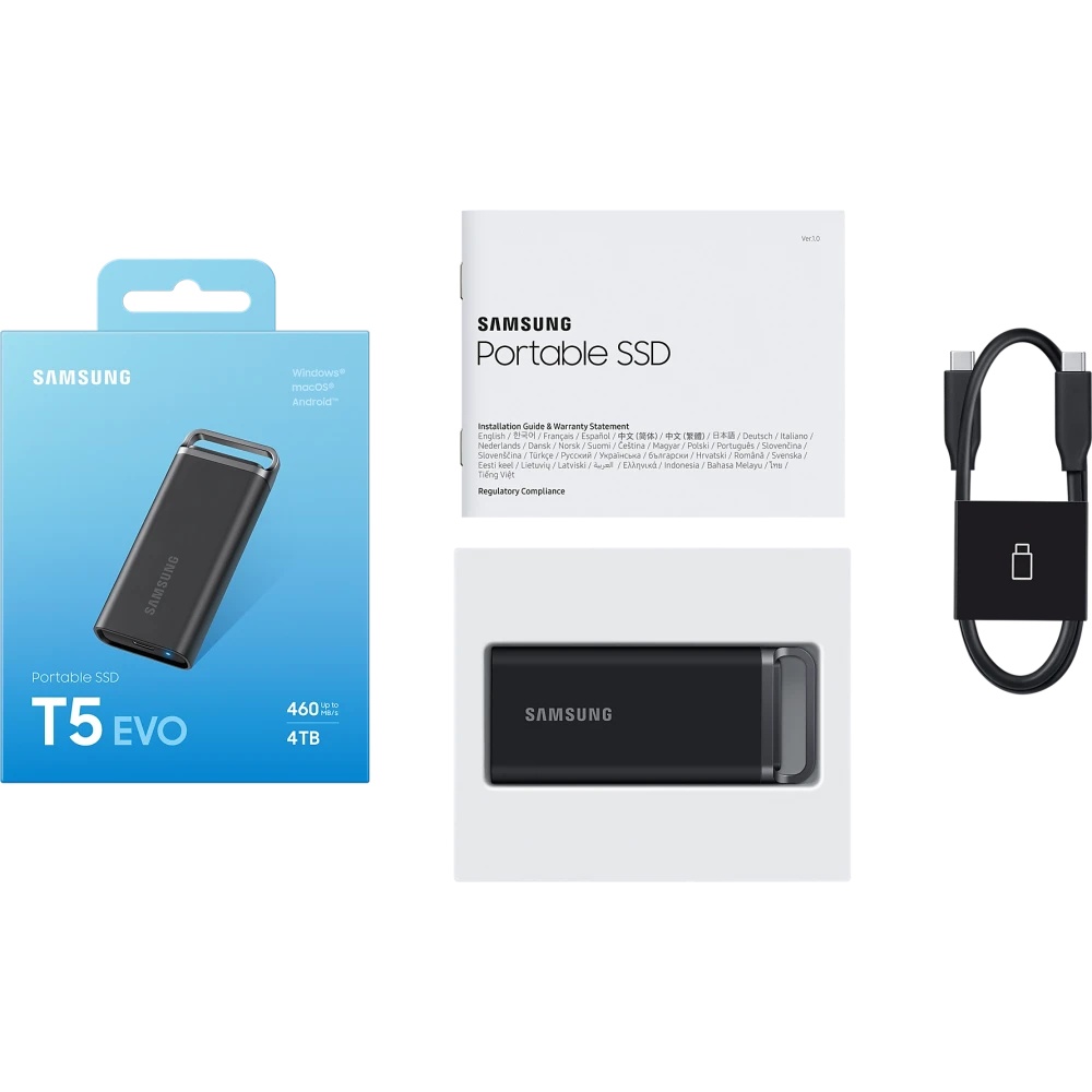 Внешний накопитель SSD Samsung T5 EVO External 4Tb (1024GB) BLACK USB 3.2 (MU-PH4T0S/WW) 1year
