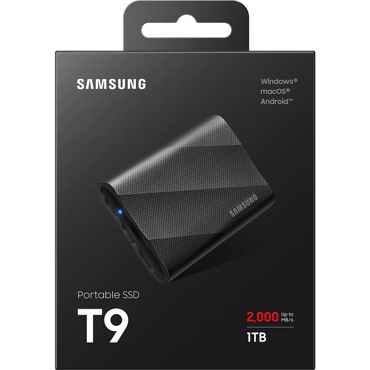 Твердотельный диск Samsung Т9 черный MU-PG1T0B/WW, 1TB V-NAND, USB 3.2 Gen 2х2 Type-C R/W - 2000/200