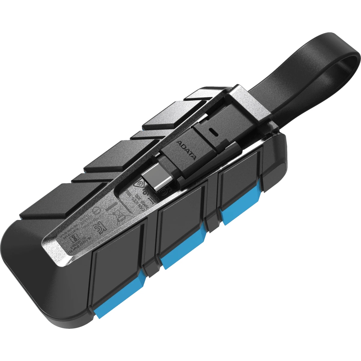 Внешний SSD ADATA SC740 чёрно-синий  500Gb (USB3.2 gen 2 type C, 1050/1000Mbs, 122x4