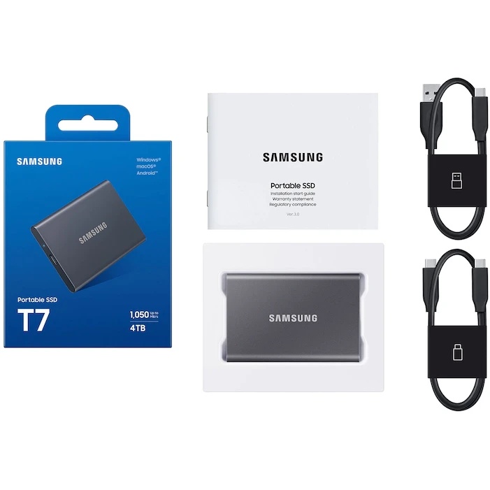 Твердотельный диск Samsung T7 Shield MU-PC2T0K серый титан, 4TB 3D NAND TLC, USB 3.2 Type-C R/W - 10