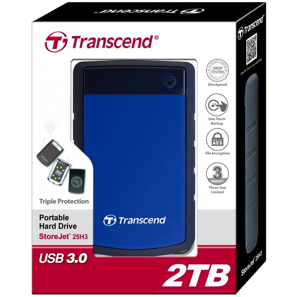 Внешний жесткий диск Transcend USB 3.0 2Tb TS2TSJ25H3B StoreJet 25H3 2.5" синий