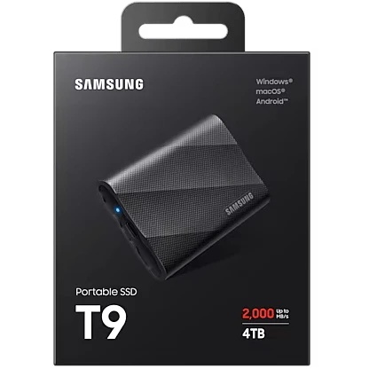Твердотельный диск 4TB Samsung T9 MU-PG4T0B/WW, 3D NAND TLC, USB 3.2 Type-C R/W - 2000/2000 MB/s Bla