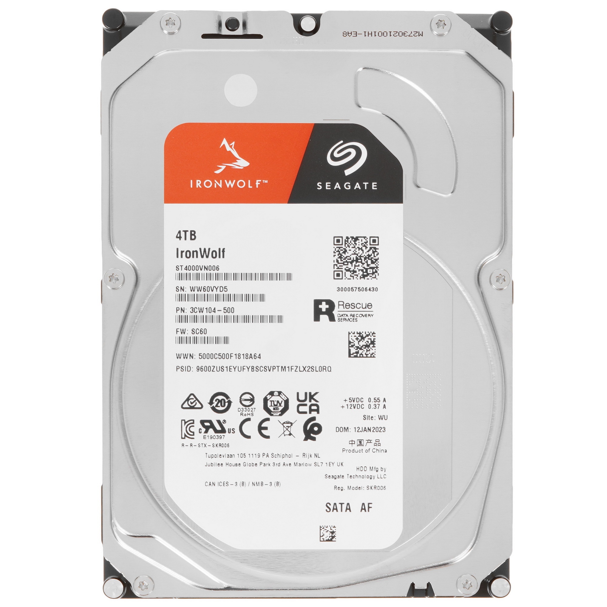 Жесткий диск Seagate 4TB Ironwolf (ST4000VN006) {SATA 6.0Gb/s, 7200 rpm, 256mb buffer, 3.5",для NAS}