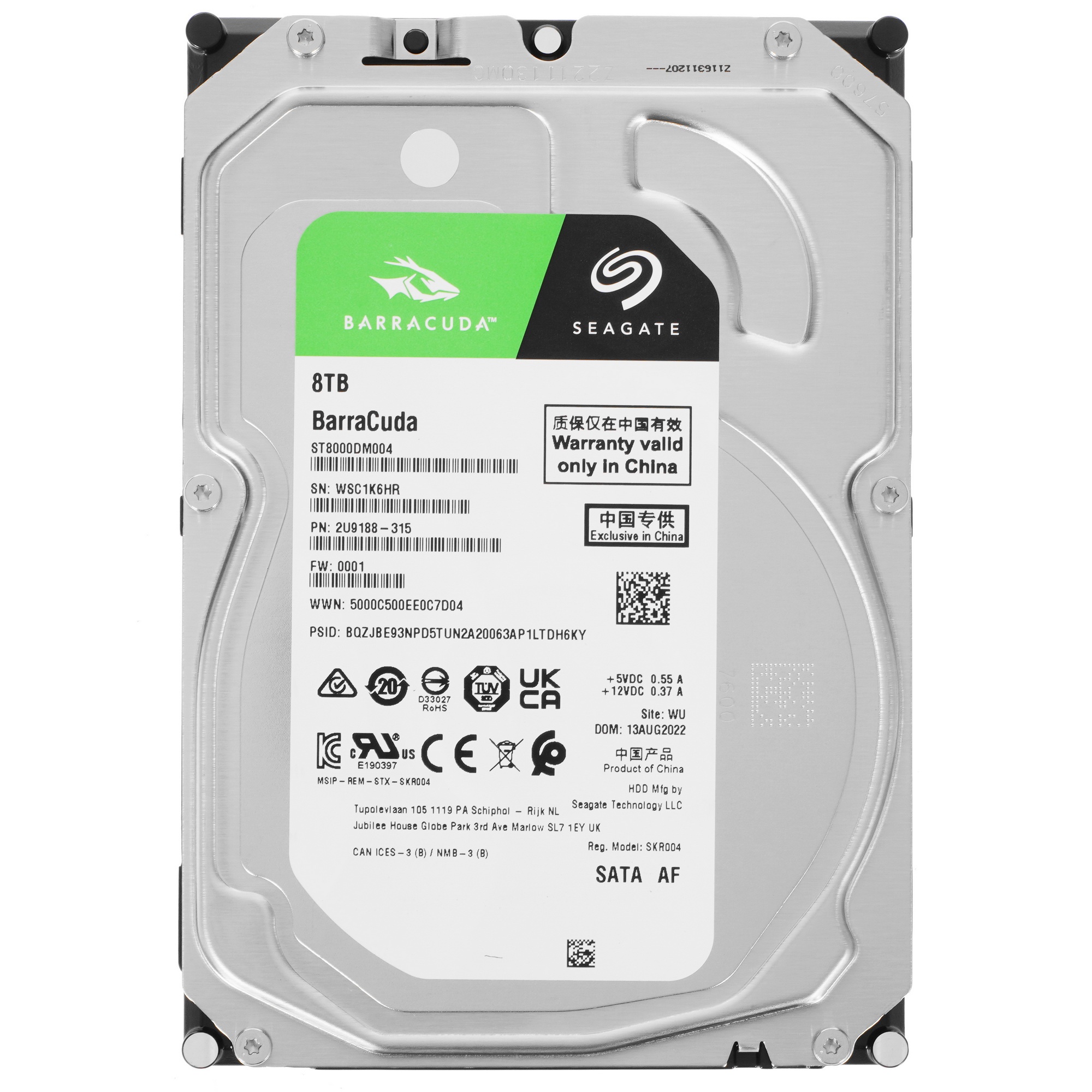 Жесткий диск Seagate SATA 8TB 5400RPM 6GB/S 256MB ST8000DM0043.5