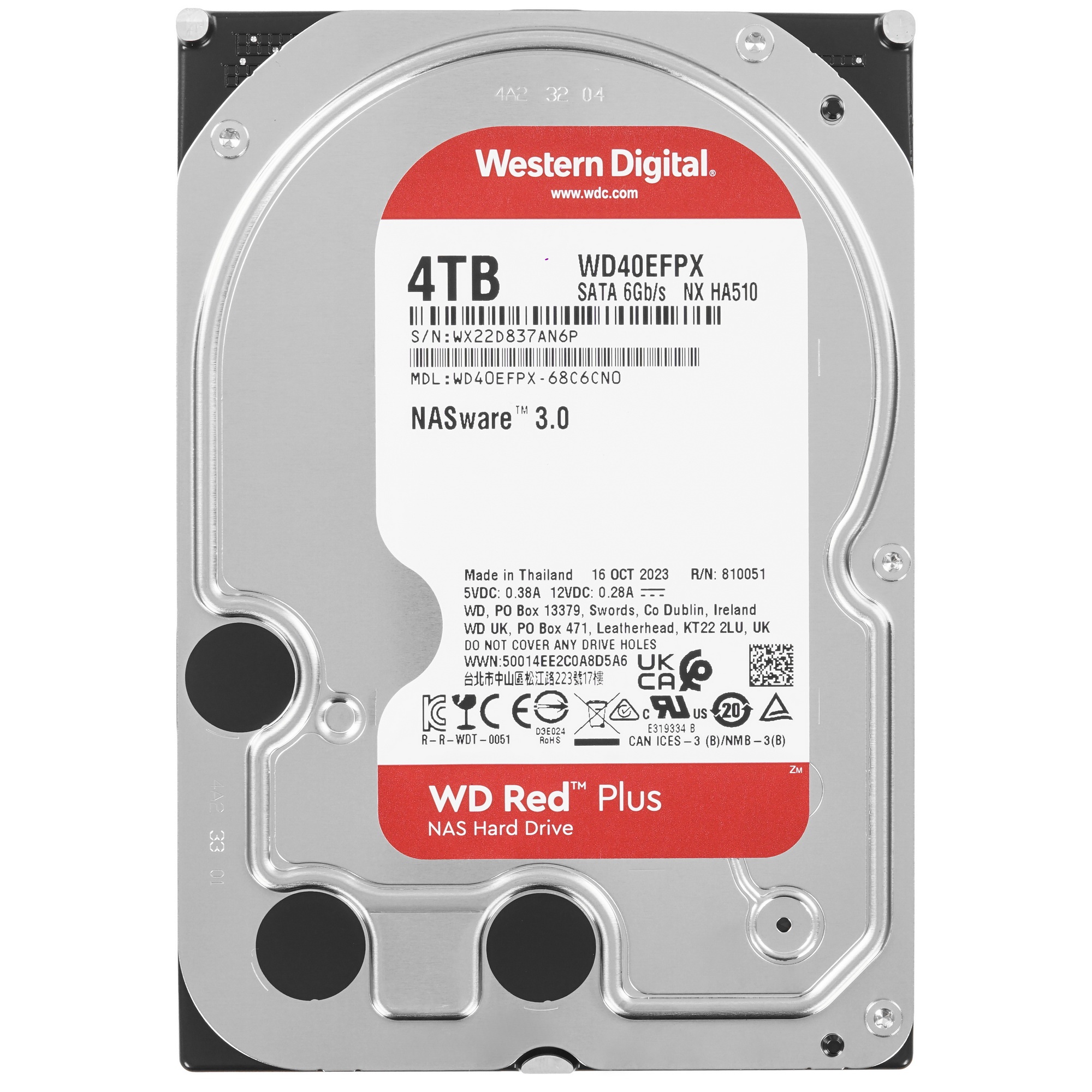 Жесткий диск Western Digital SATA 4TB 6GB/S 256MB RED PLUS WD40EFPX