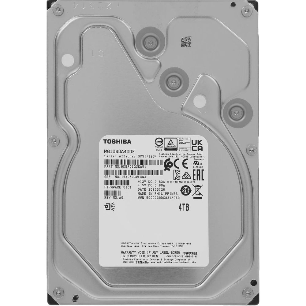 Жесткий диск Toshiba Enterprise MG10SDA400E 4Tb HDD 3.5" SAS, 7200 rpm, 512MB buffer, 1 year