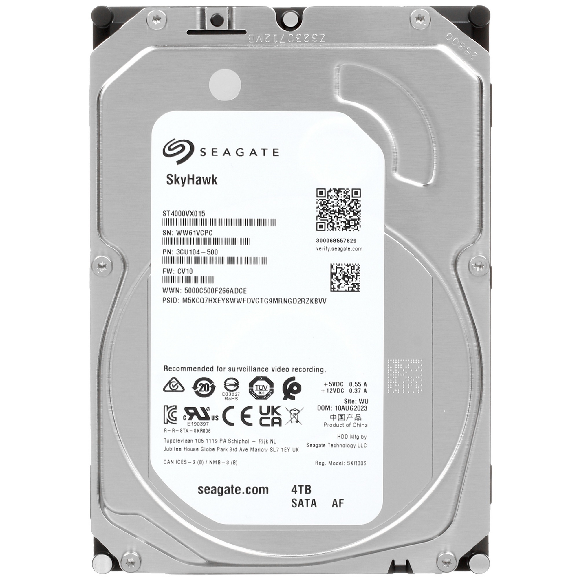 Жесткий диск Seagate SATA-III 4TB ST4000VX015 Surveillance Skyhawk (5900rpm) 256Mb 3.5"