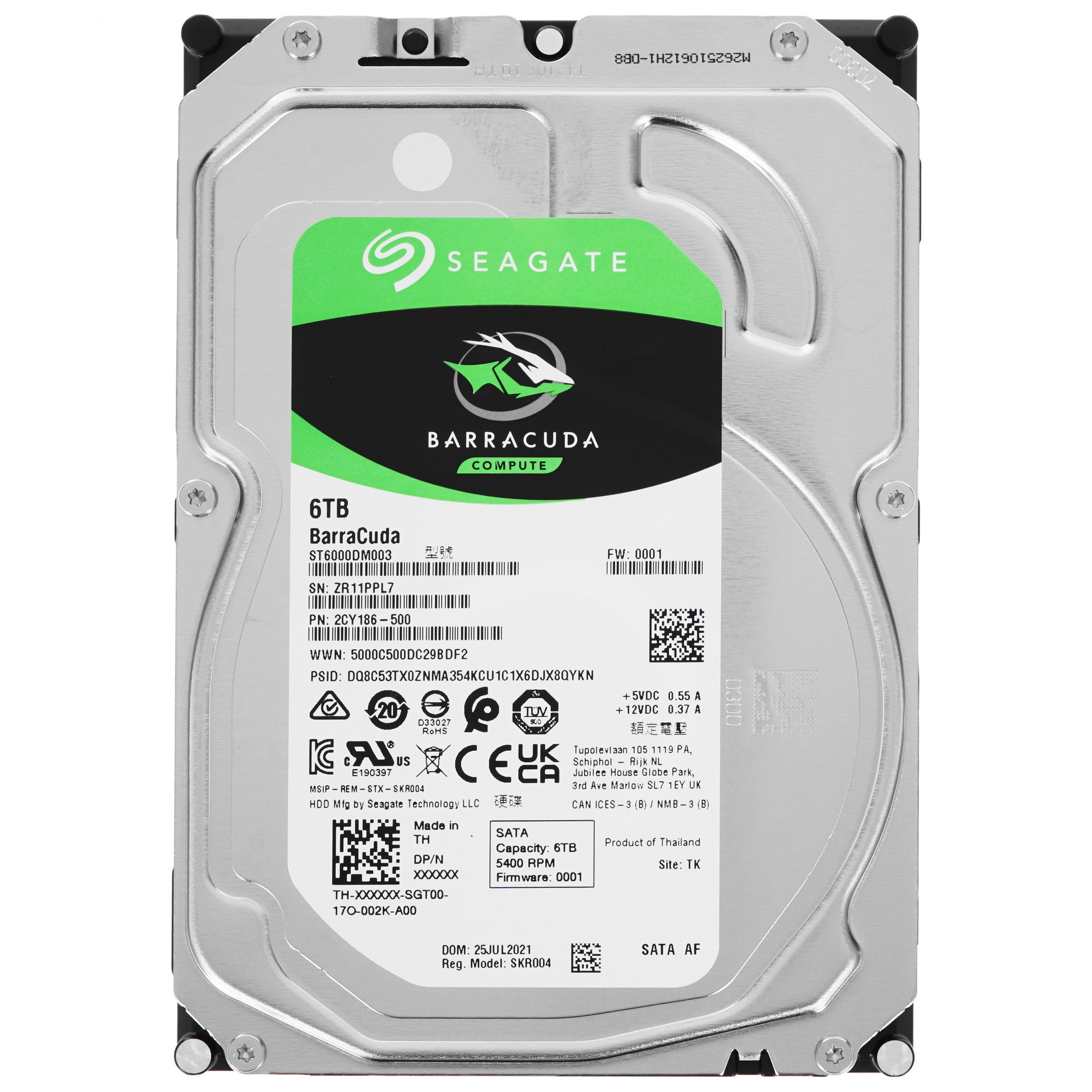 Жесткий диск Seagate 6Tb 5400rpm SATA 6GB/S 256MB ST6000DM003 Seagate Barracuda 3.5