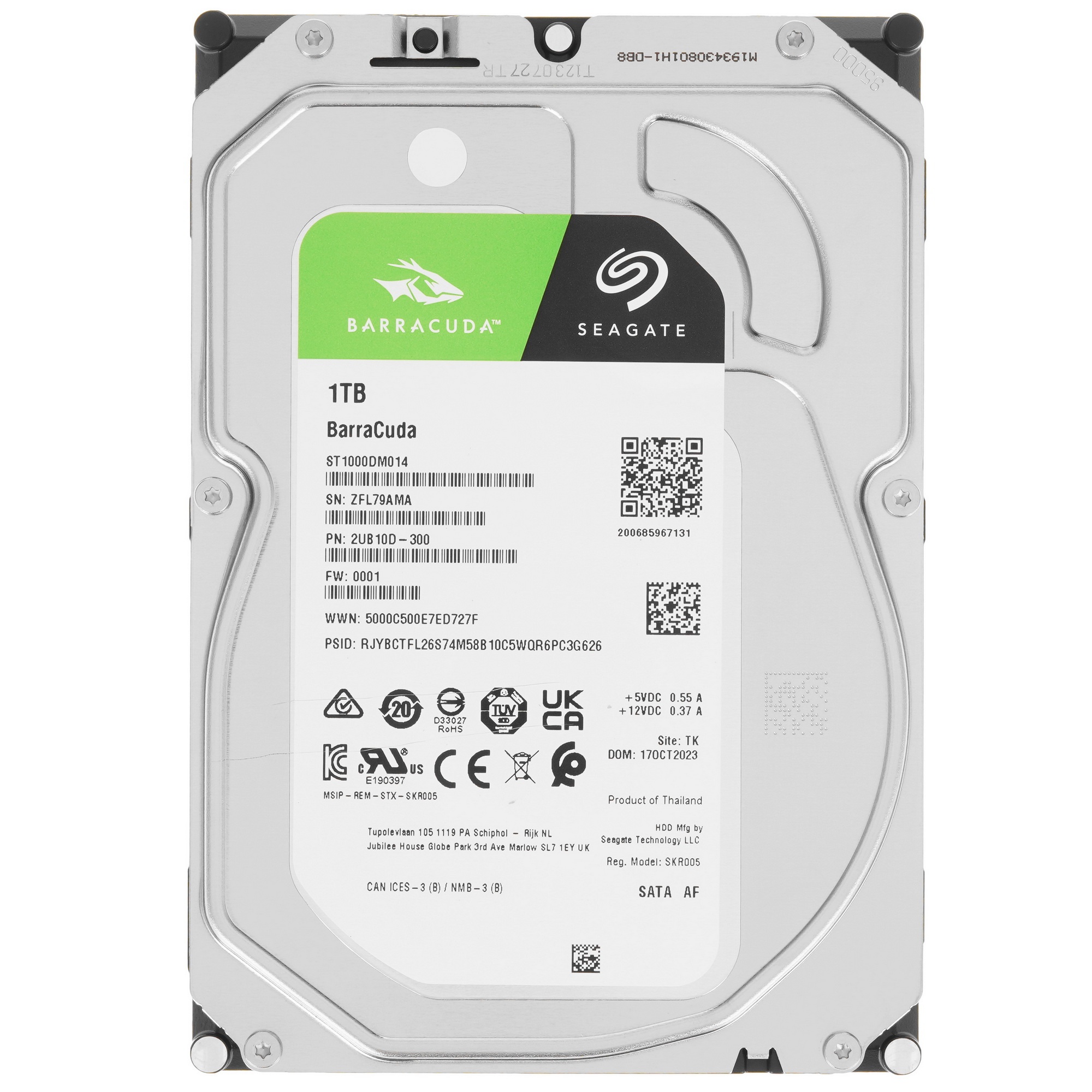 Жесткий диск Seagate BarraCuda 1TB (ST1000DM014) {Serial ATA III, 7200 rpm, 256mb buffer}