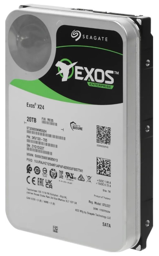Жесткий диск Seagate Exos X24 20Tb 7200RPM SATA 512MB ST20000NM002H