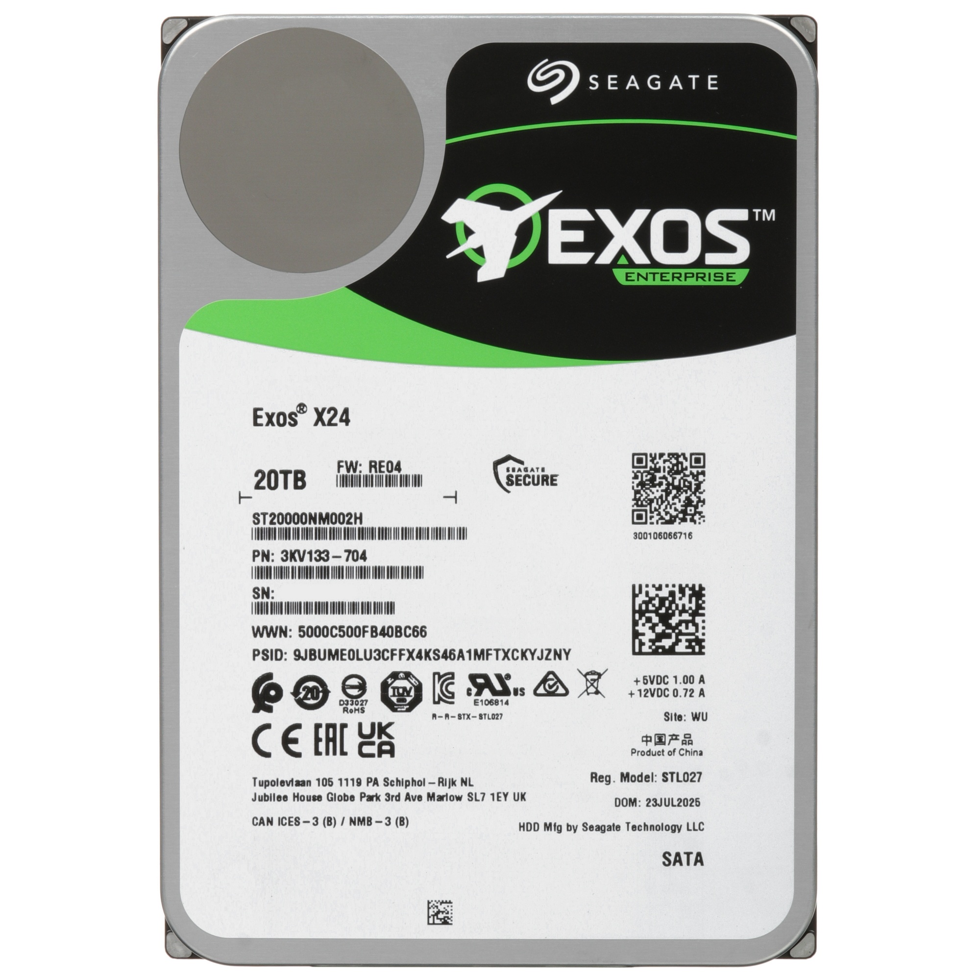 Жесткий диск Seagate Exos X24 20Tb 7200RPM SATA 512MB ST20000NM002H