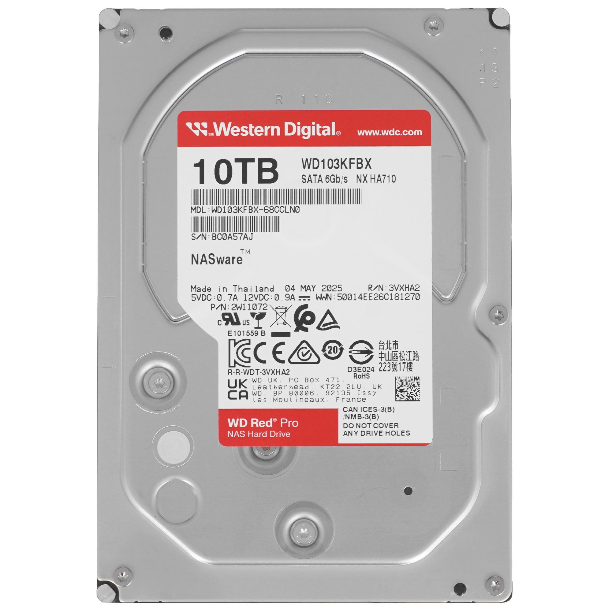 Жесткий диск WD SATA-III 10TB WD103KFBX Red Pro (7200rpm) 512Mb 3.5"