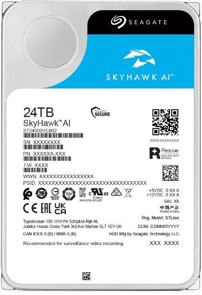 Жесткий диск Seagate SATA-III 24TB ST24000VE002 SkyHawkAI 512E (7200rpm) 512Mb 3.5"