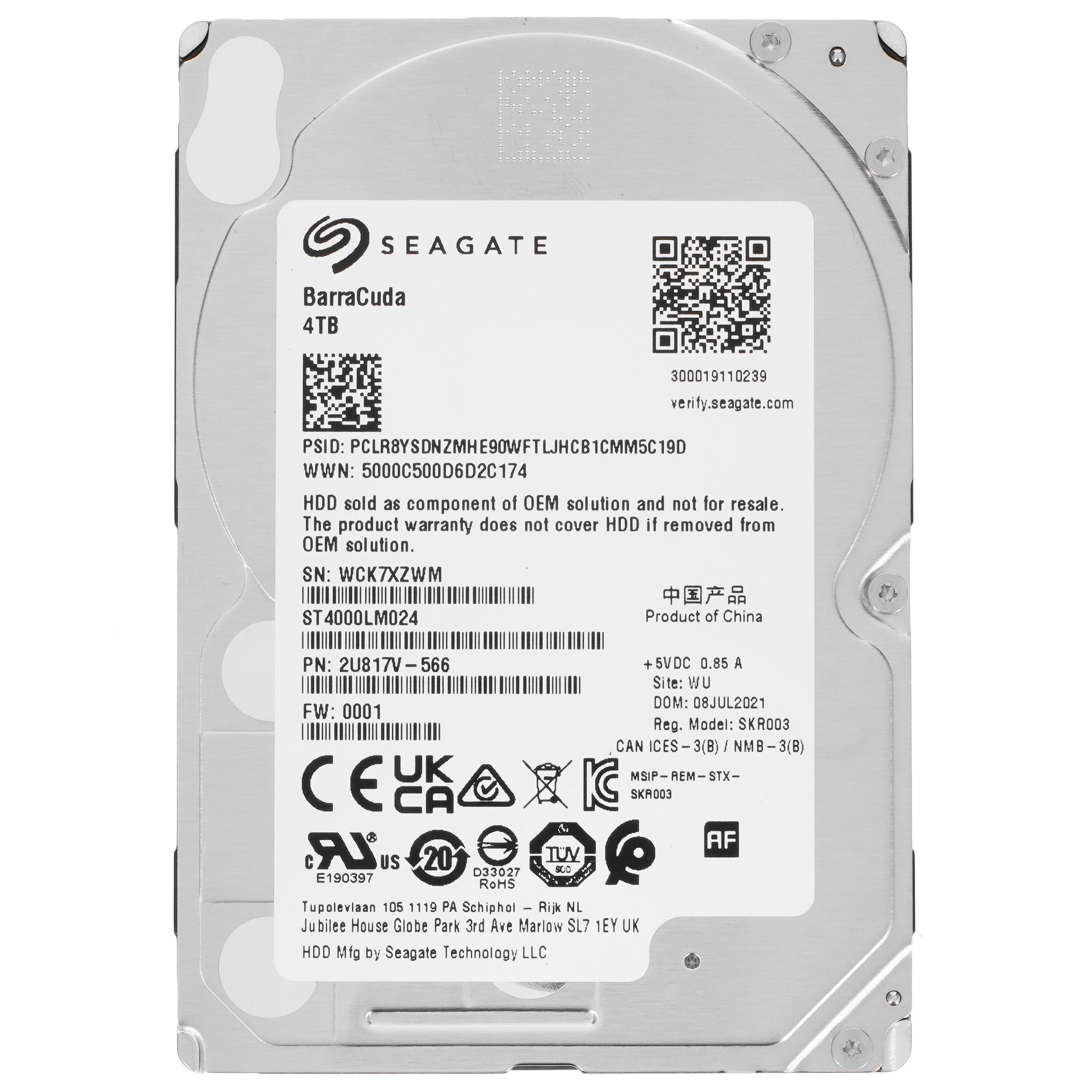 Жесткий диск Seagate Mobile Barracuda Guardian ST4000LM024, 2,5" 4TB, SATA 6.0Gb/s, 5400 rpm, 128mb