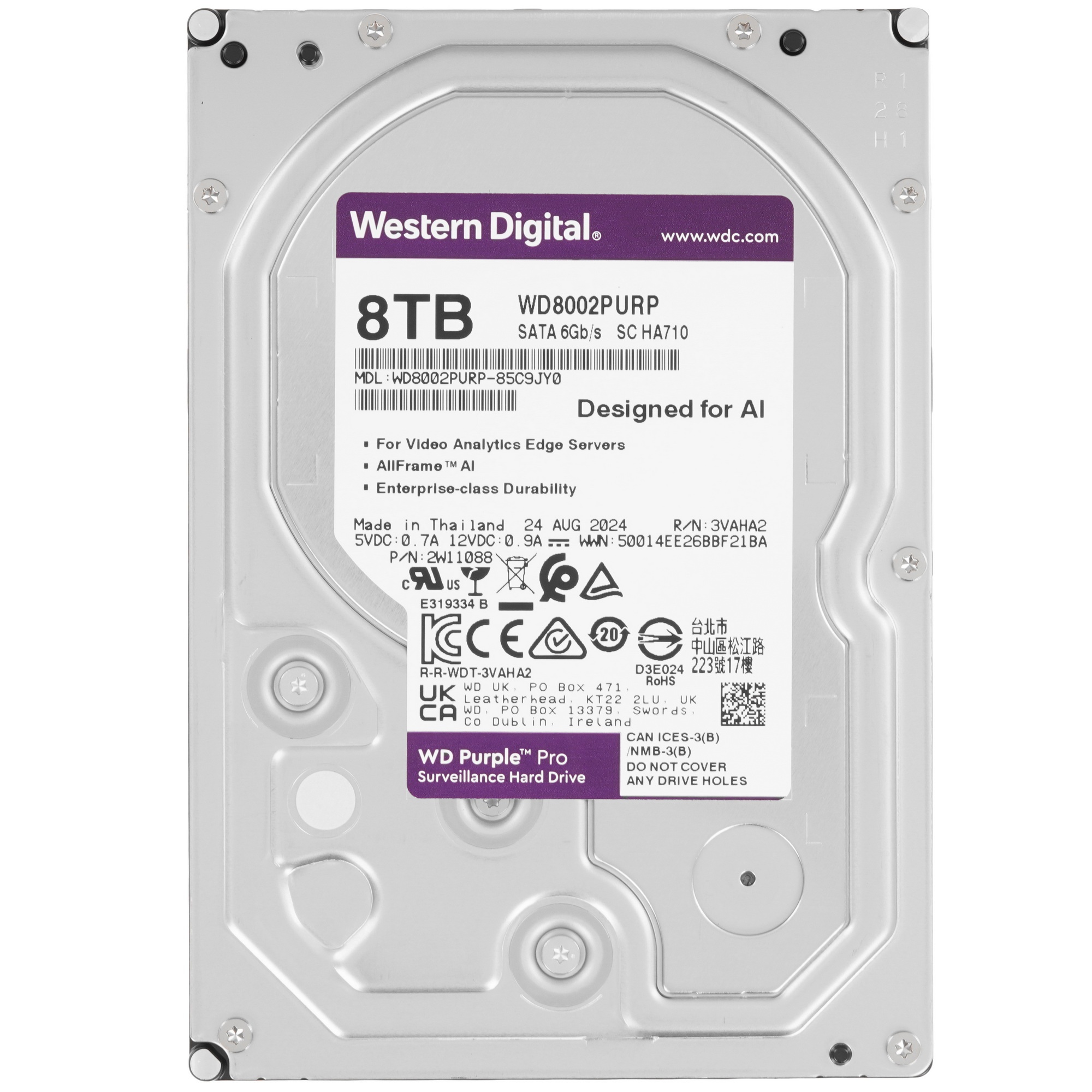 Жесткий диск HDD Western Digital Surveillance Purple Pro8TB 7200rpm SATA-III 256Mb 3.5"