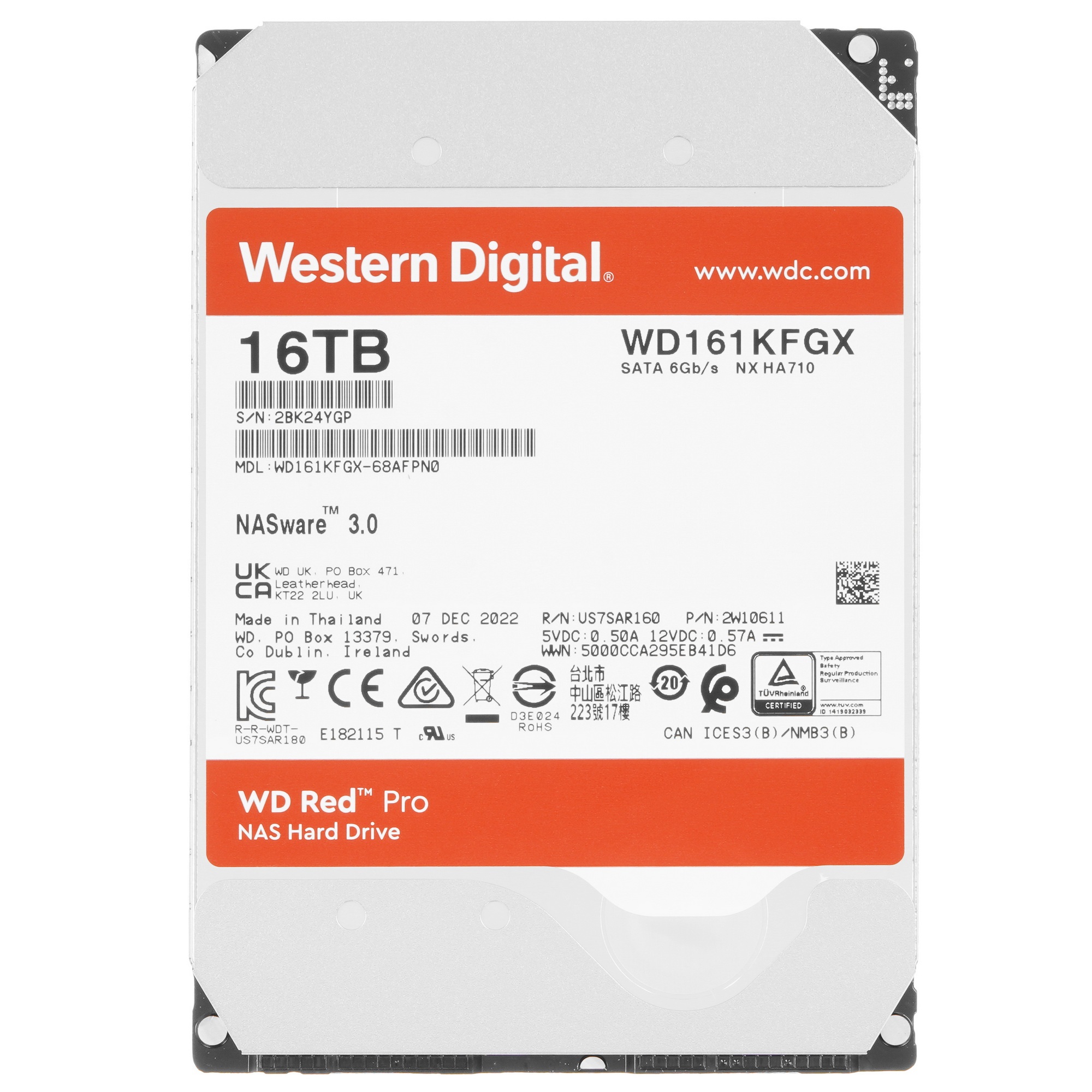 Жесткий диск WD Original SATA-III 16Tb WD161KFGX NAS Red Pro (7200rpm) 512Mb 3.5"