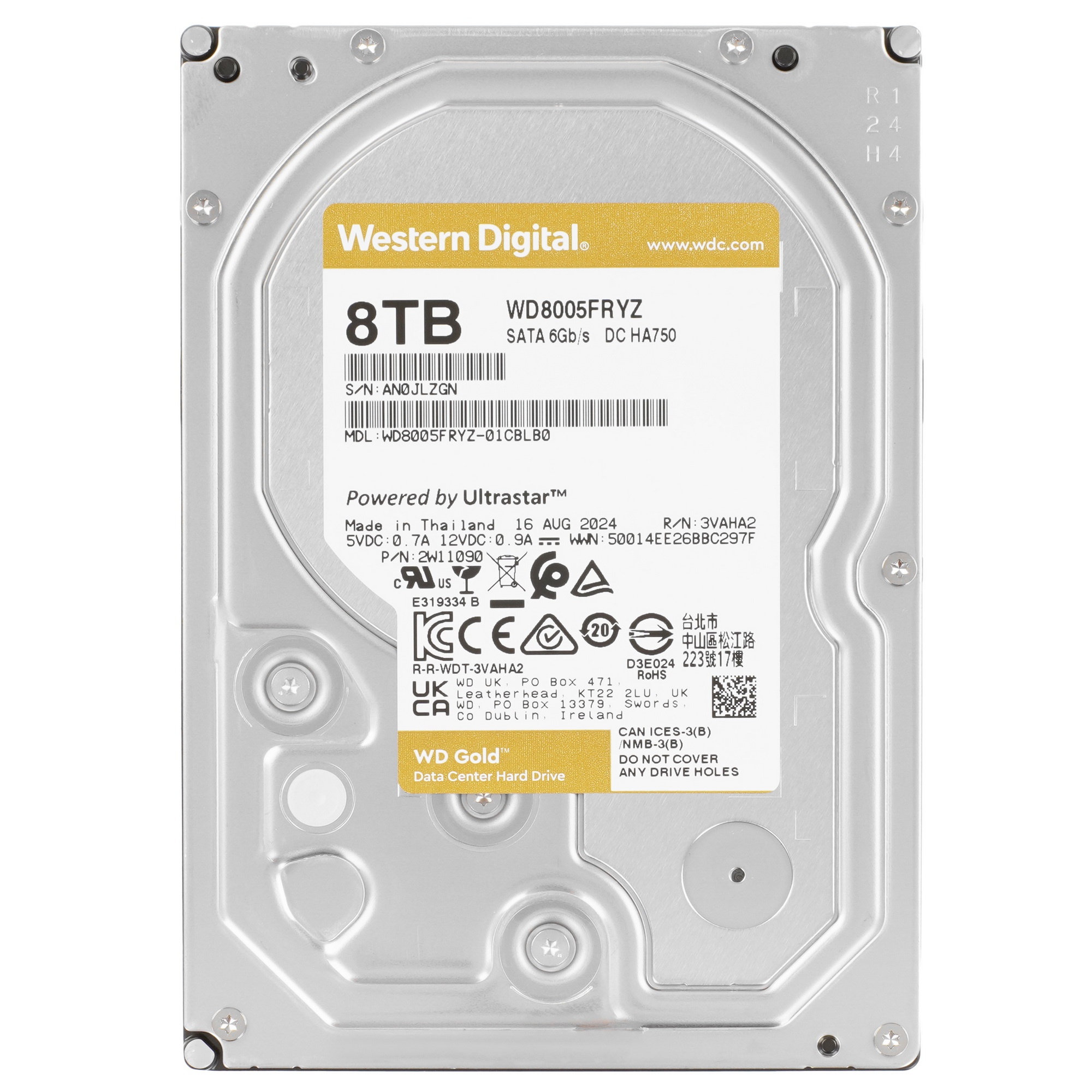 Жесткий диск WD SATA-III 8TB WD8005FRYZ Desktop Gold 512E (7200rpm) 256Mb 3.5"