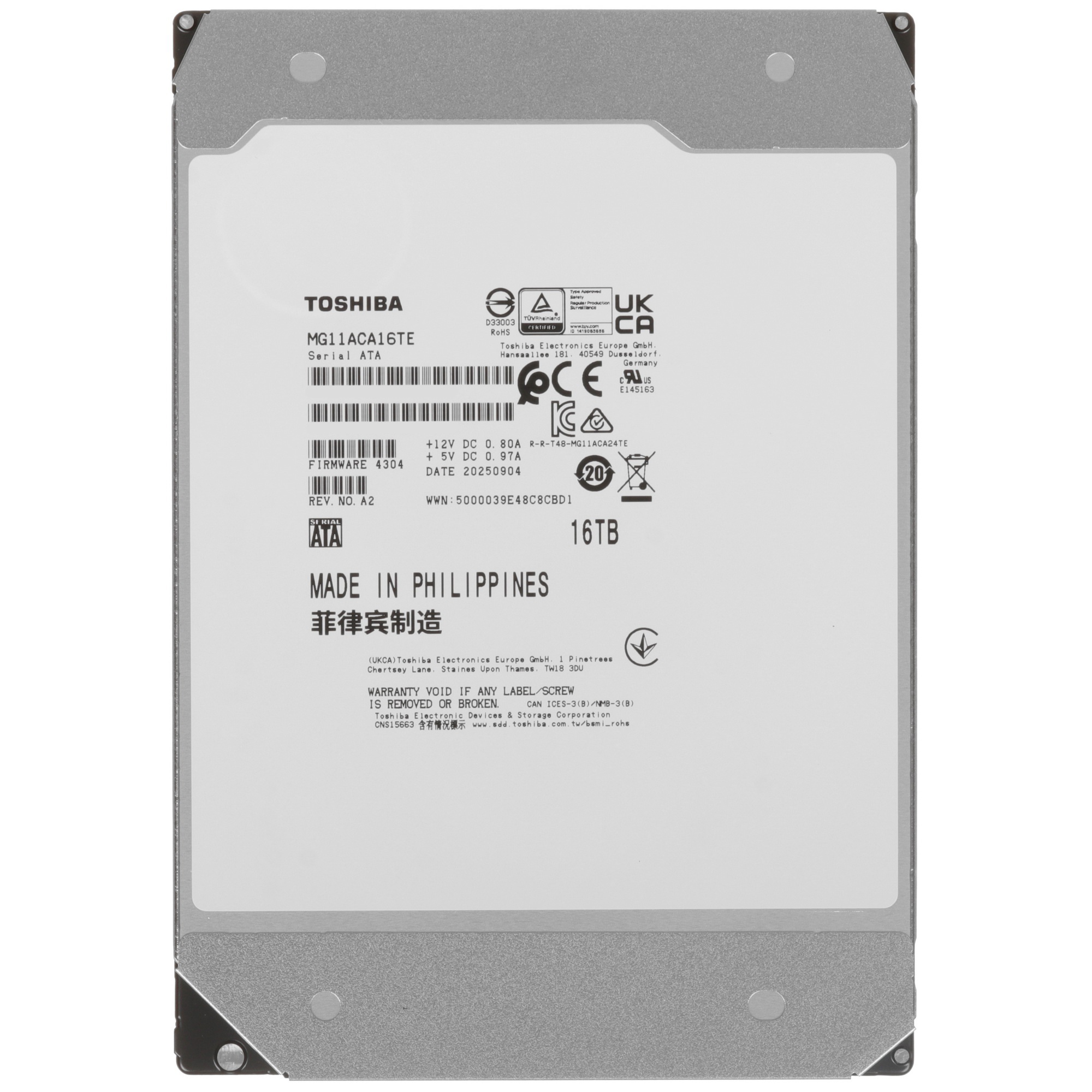 Жесткий диск TOSHIBA MG11ACA16TE SATA 16TB 7200RPM 6GB/S 1024MB