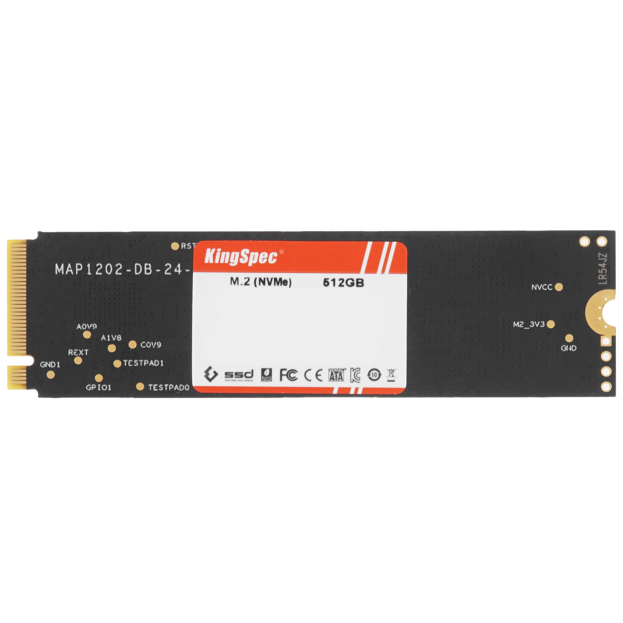 Накопитель SSD KingSpec NE-512, 512Gb, M.2 2280, PCIe 3.0 x4, NVMe, R/W 2400/1700