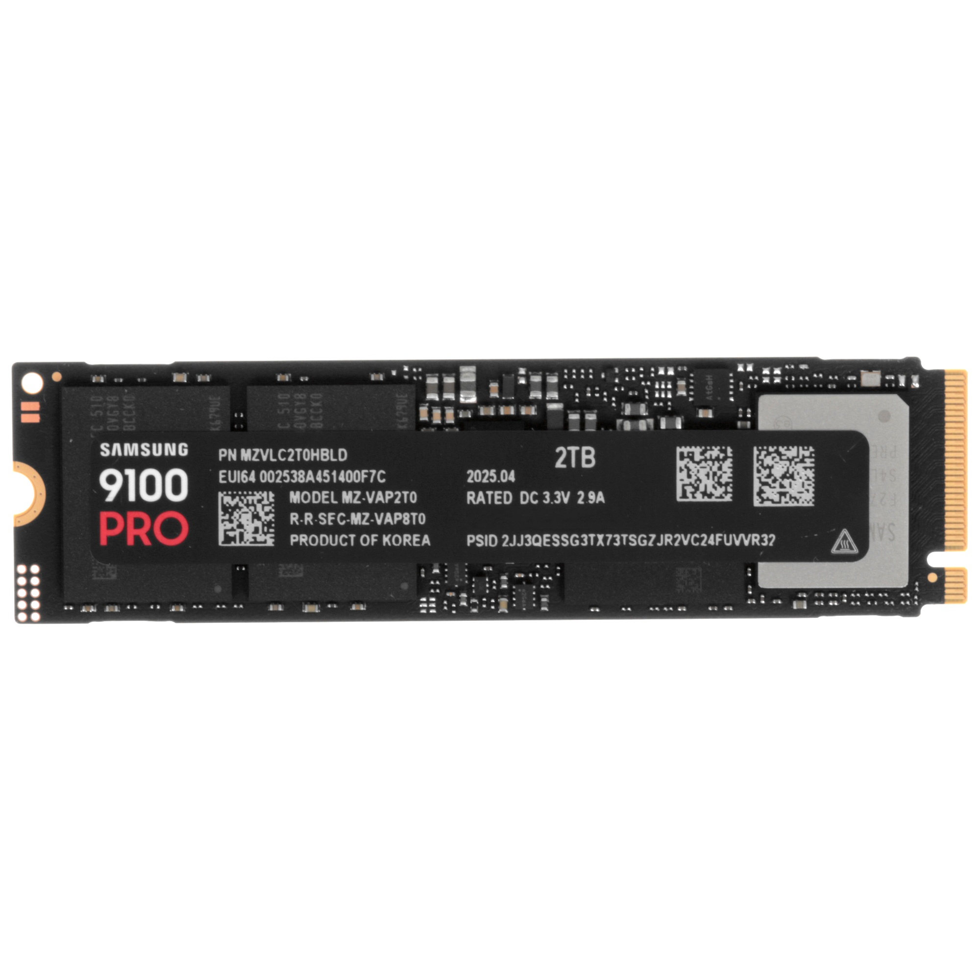 Твердотельный диск 2TB Samsung 9100 PRO, M.2, PCI-E 5.0 x4, TLC 3D NAND [R/W - 14800/13400 MB/s]