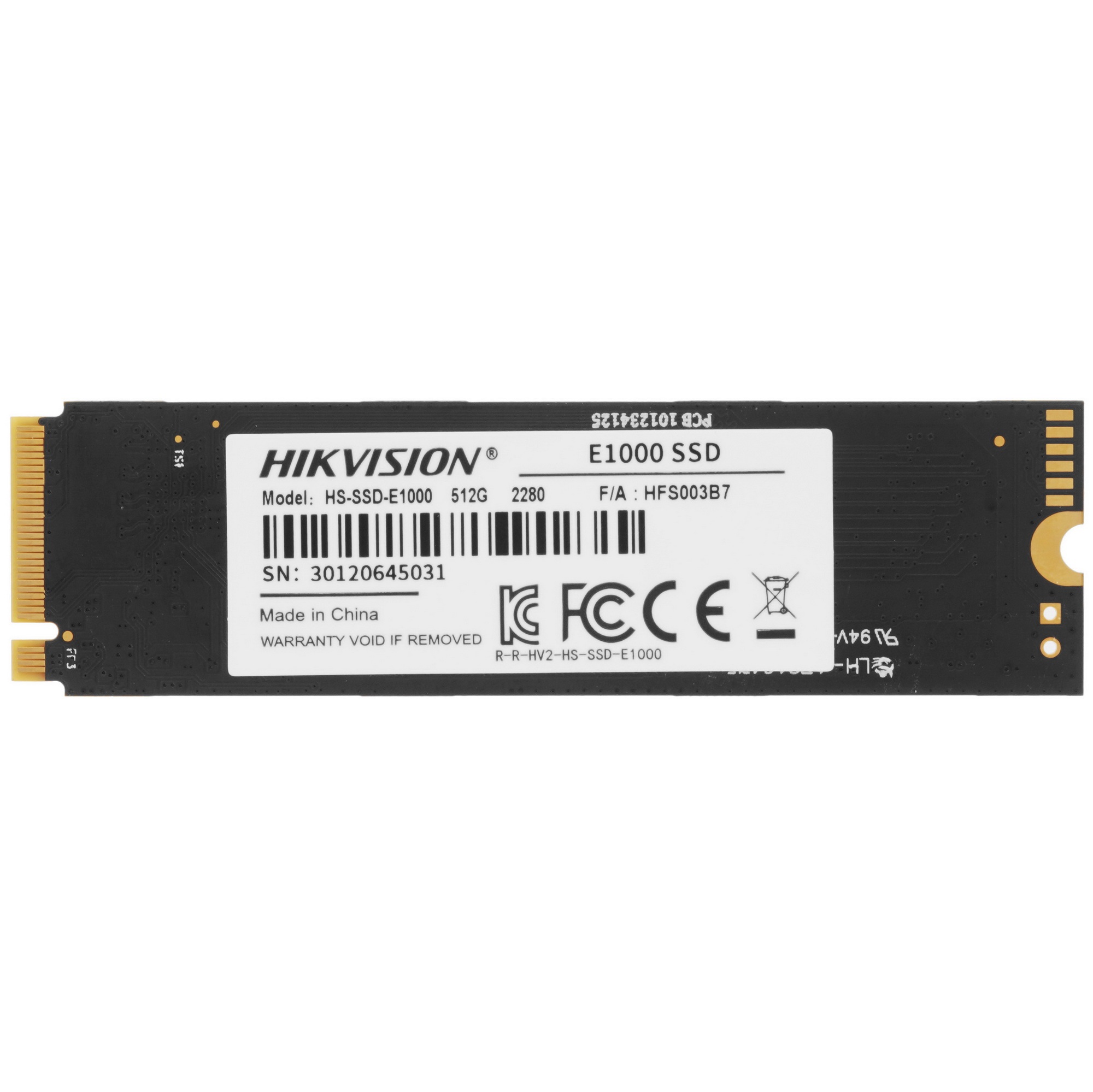 Накопитель SSD Hikvision HS-SSD-E1000/512G Hiksemi, 512Gb, PCIe 3.0 x4, M.2 2280, NVMe, R/W 2000/161