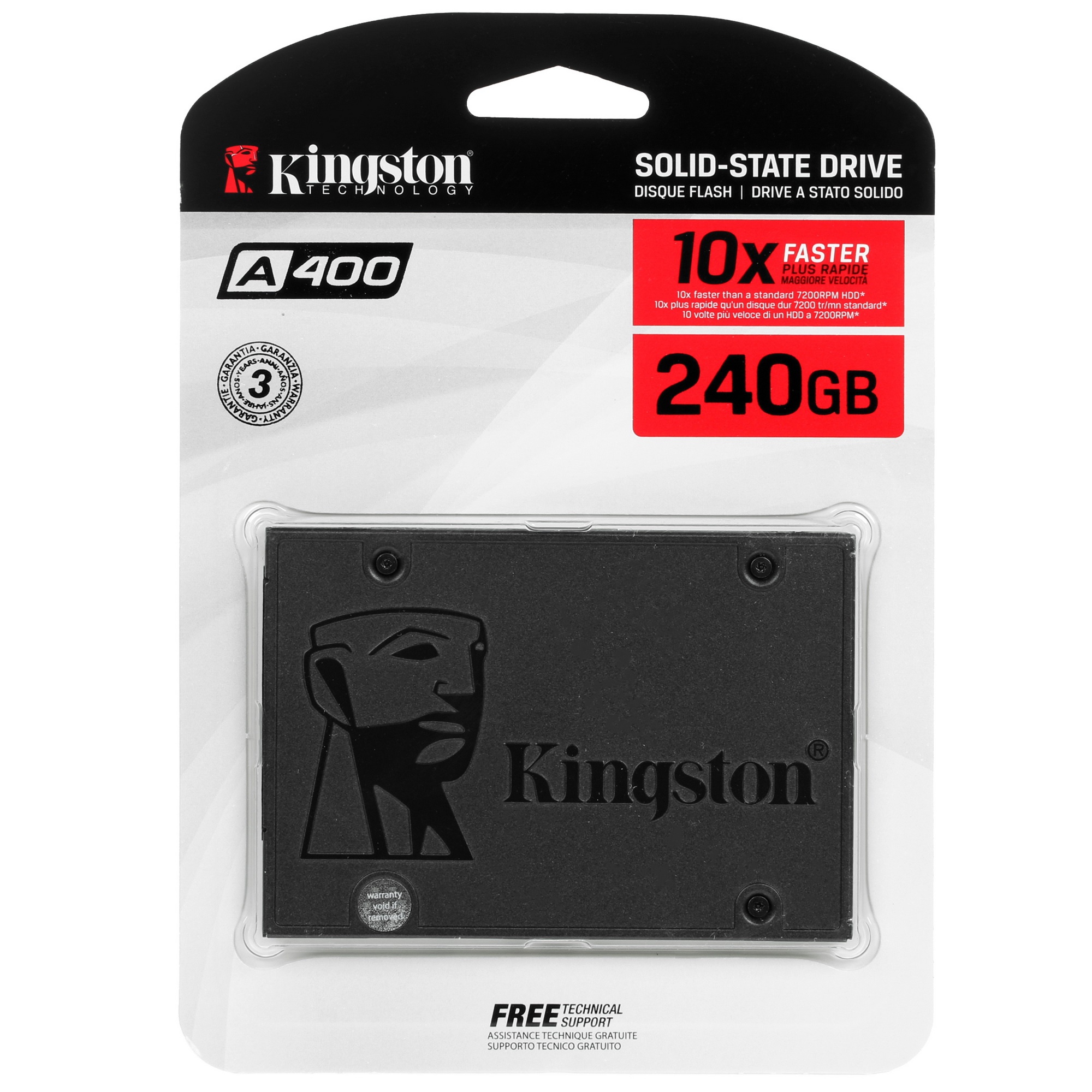 Накопитель SSD Kingston A400, 240GB, SATA III, 2.5", R/W 500/350