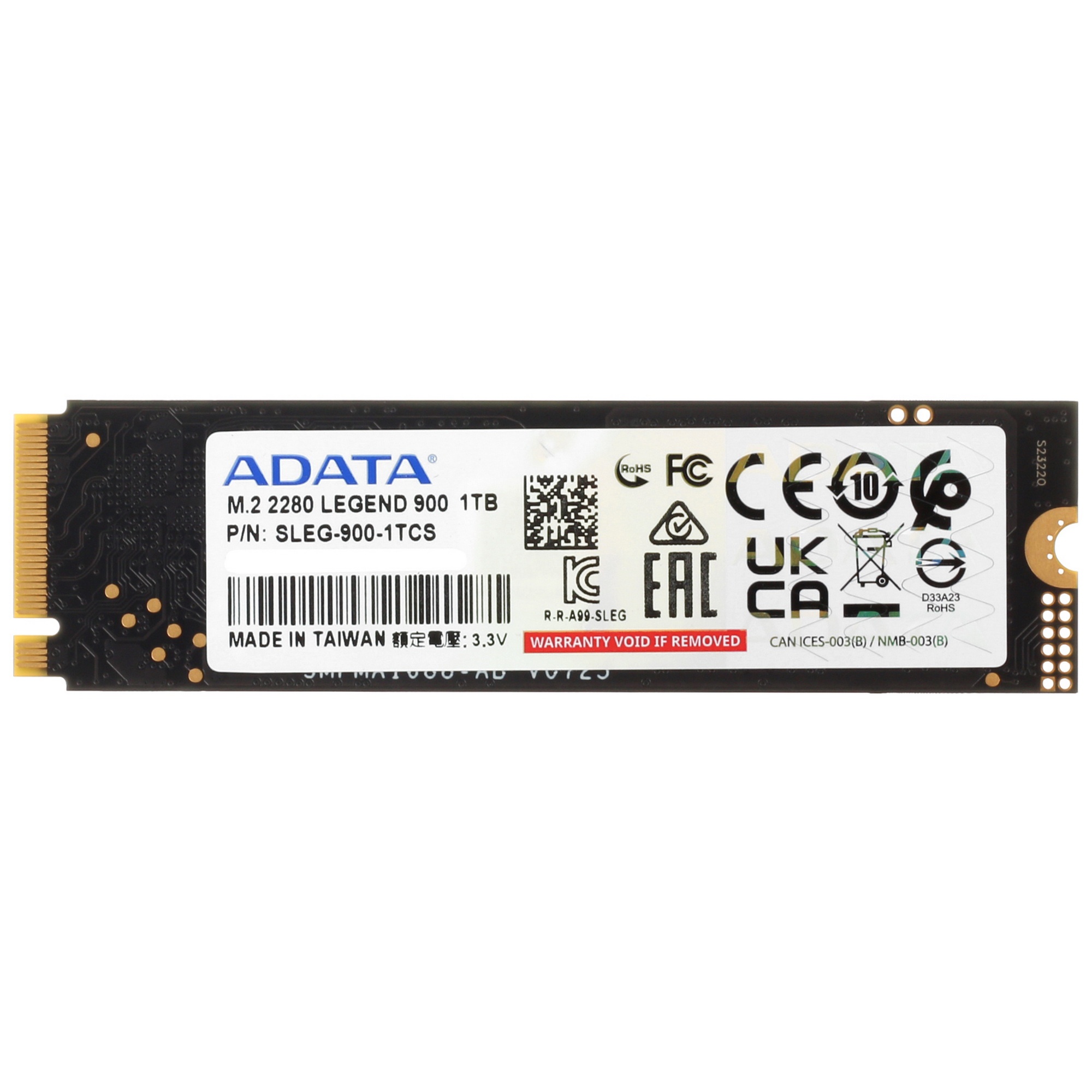 Накопитель SSD ADATA LEGEND 900, 1Tb, PCIe 4.0 x4, M.2 2280, NVMe, R/W 7000/4700, с радиатором