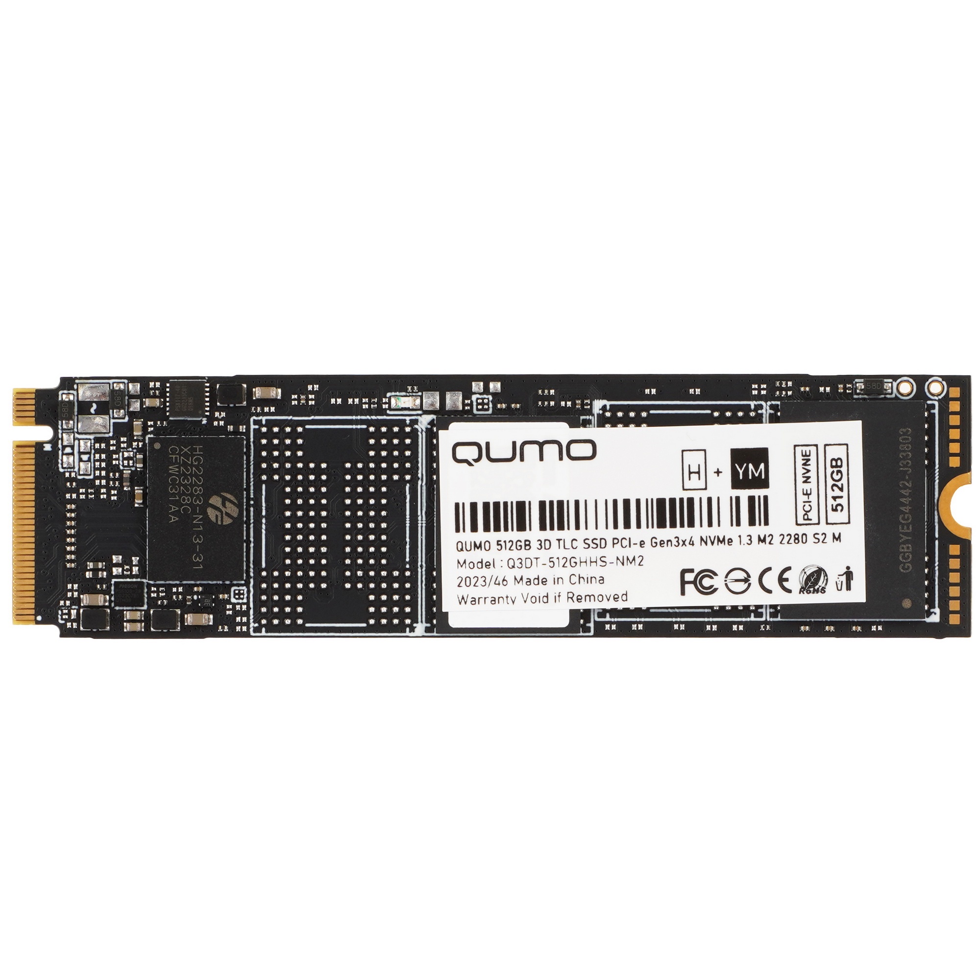 Накопитель SSD QUMO Novation, 512GB, PCIe 3.0 x4, M.2 2280, NVMe, R/W 3100/2000
