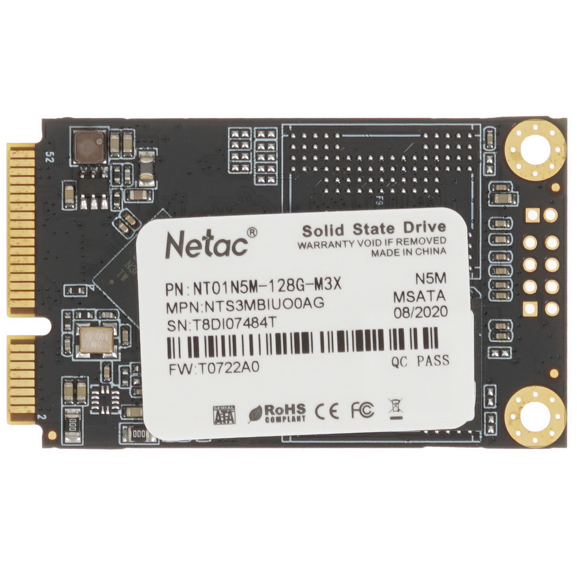 Накопитель SSD Netac N5M, 128GB, mSATA, R/W 560/520