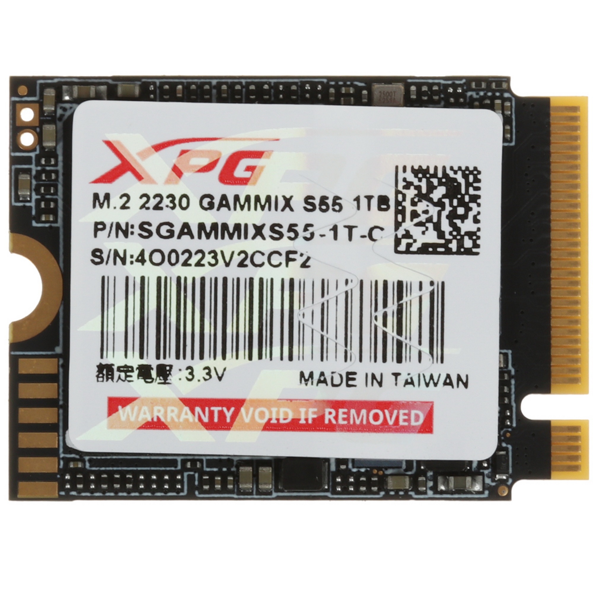 Накопитель SSD ADATA XPG GAMMIX S55, 1Tb, PCIe 4.0 x4, 2230, NVMe, R/W 5000/3700