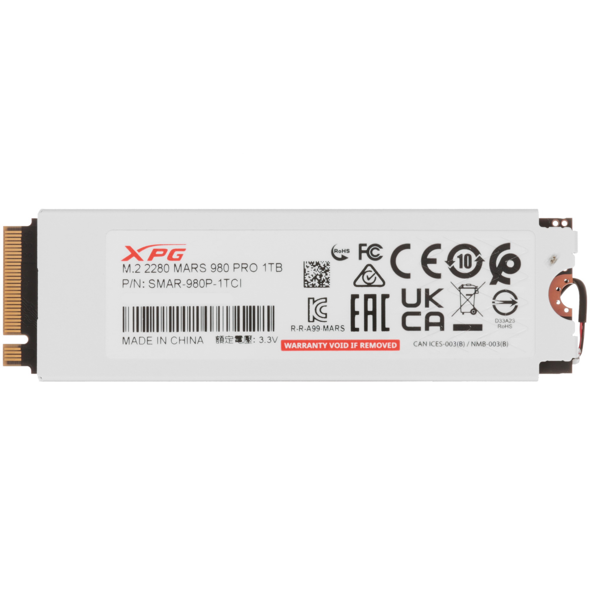 Твердотельный накопитель ADATA SSD XPG MARS 980 PRO, 1000GB, M.2(22x80mm), NVMe, PCIe 5.0 x4, 3D NAN