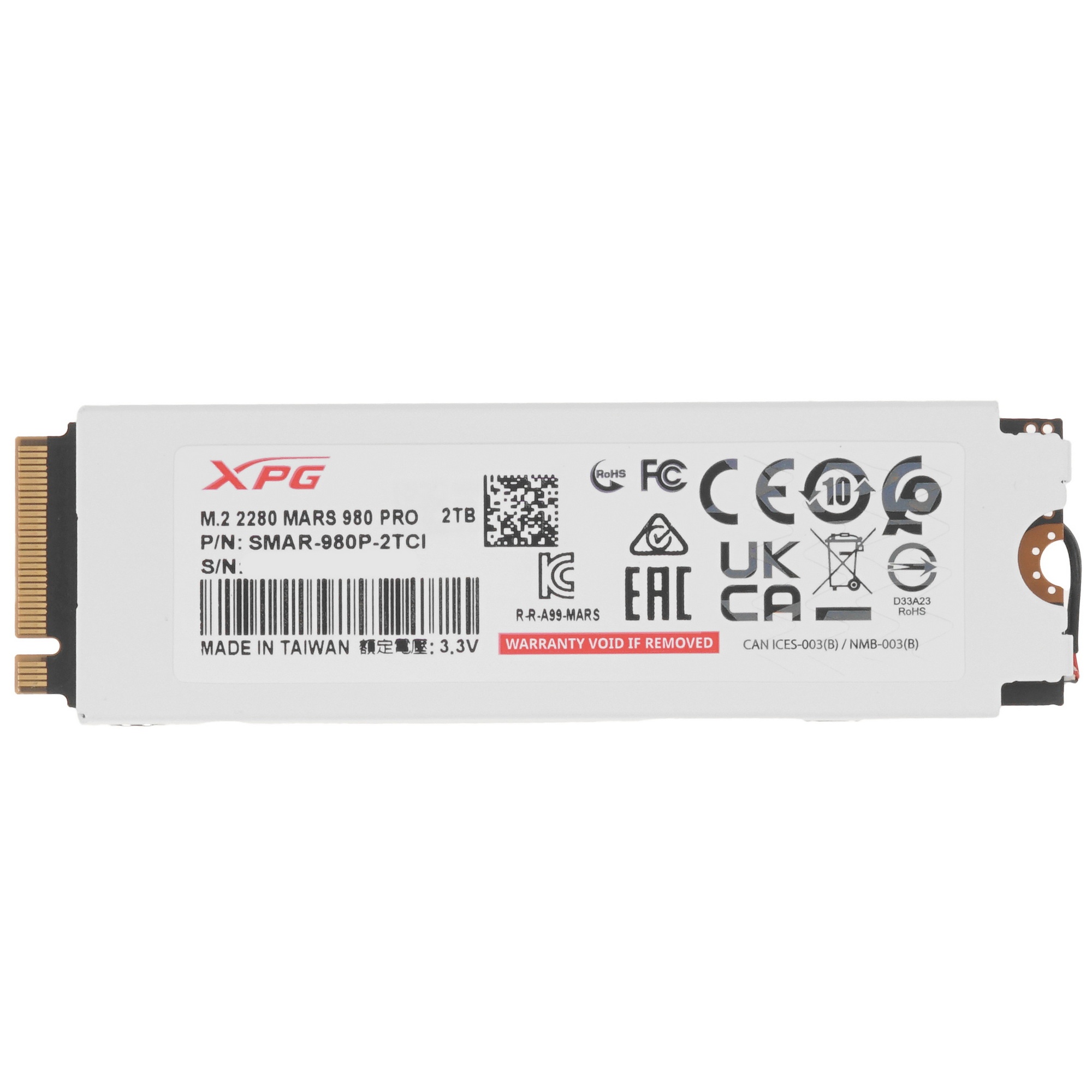 Твердотельный накопитель ADATA SSD XPG MARS 980 PRO, 2000GB, M.2(22x80mm), NVMe, PCIe 5.0 x4, 3D NAN