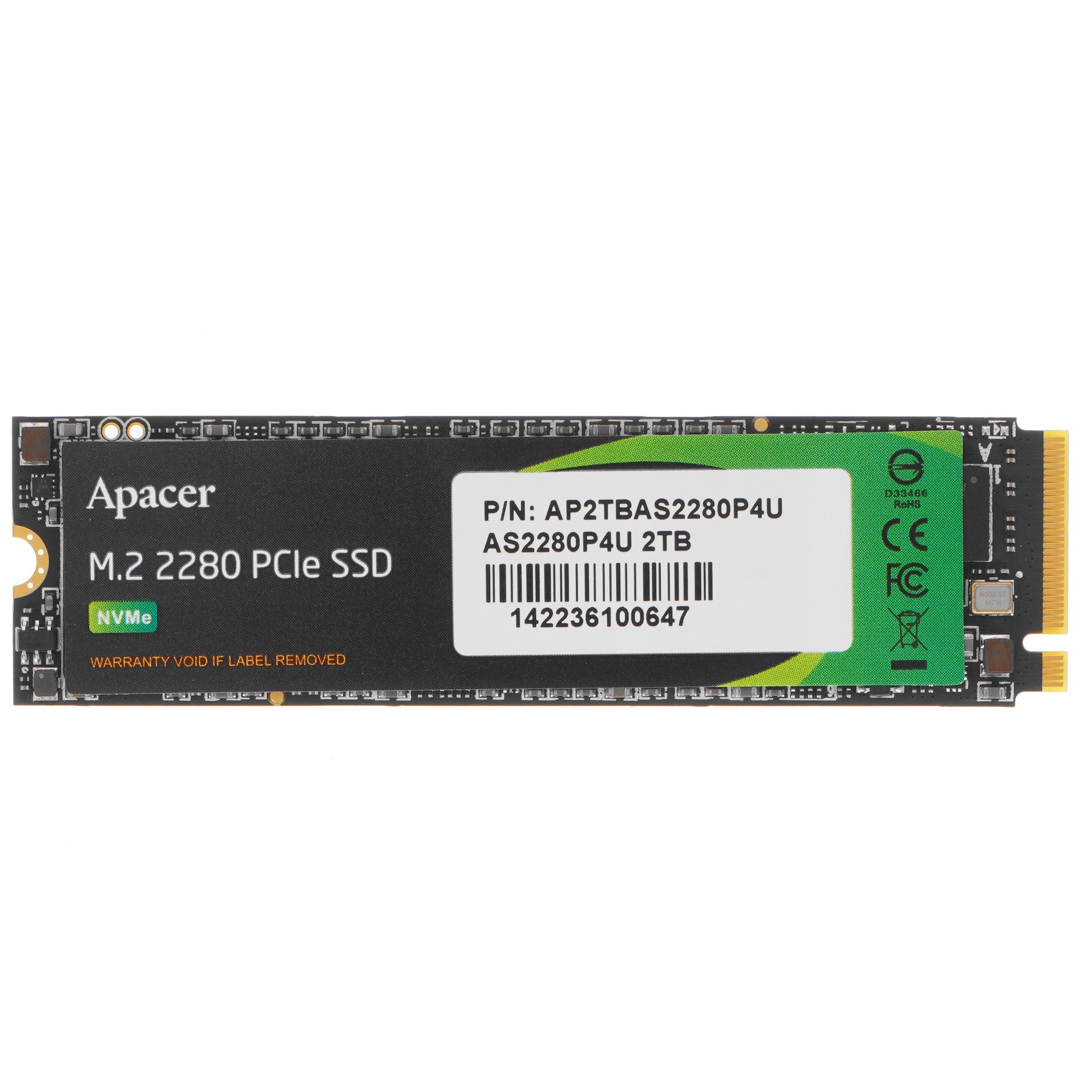 Накопитель SSD Apacer 2TB, PCIe 3.0 x4, M.2 2280, NVMe, R/W 3500/3000