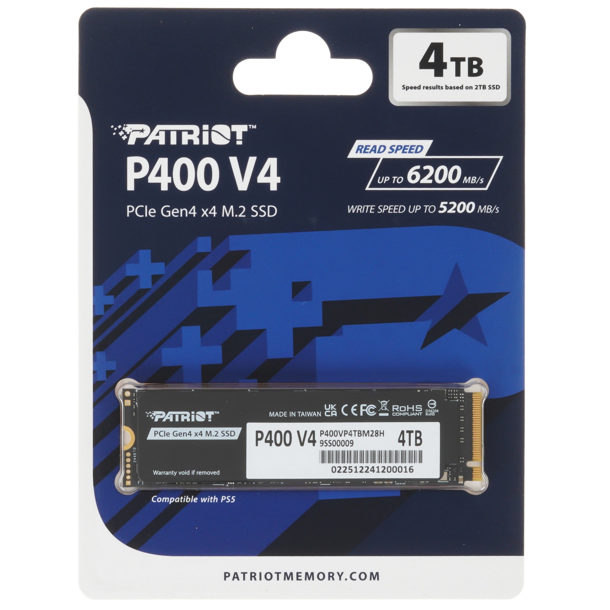 Накопитель SSD Patriot PCIe 4.0 x4 4TB P400VP4TBM28H P400 V4 M.2 2280