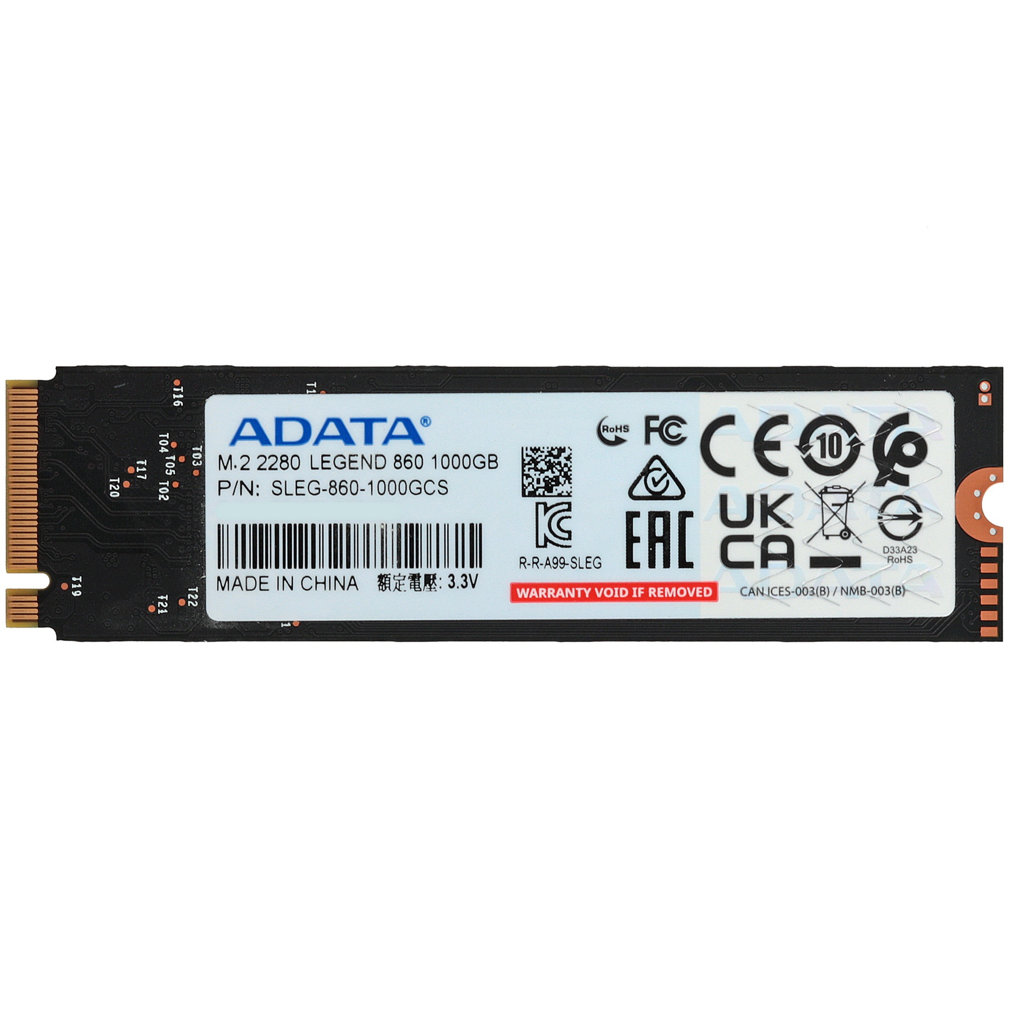 Накопитель SSD ADATA LEGEND 860, 1024Gb, PCIe 4.0 x4, 2280, NVMe, R/W 6000/4000, с радиатором