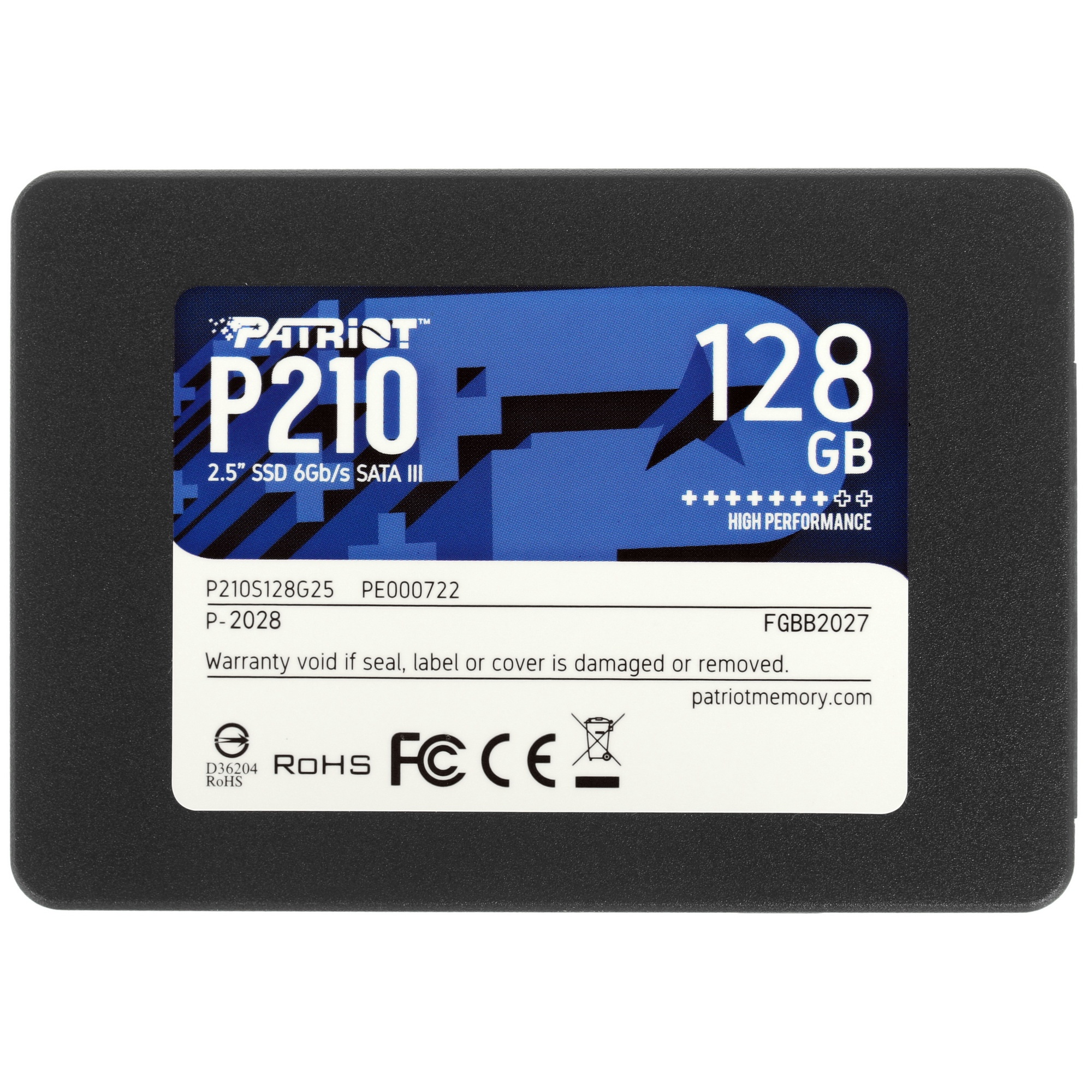Накопитель SSD Patriot P210, 128GB, SATA III, 2.5", R/W 450/430