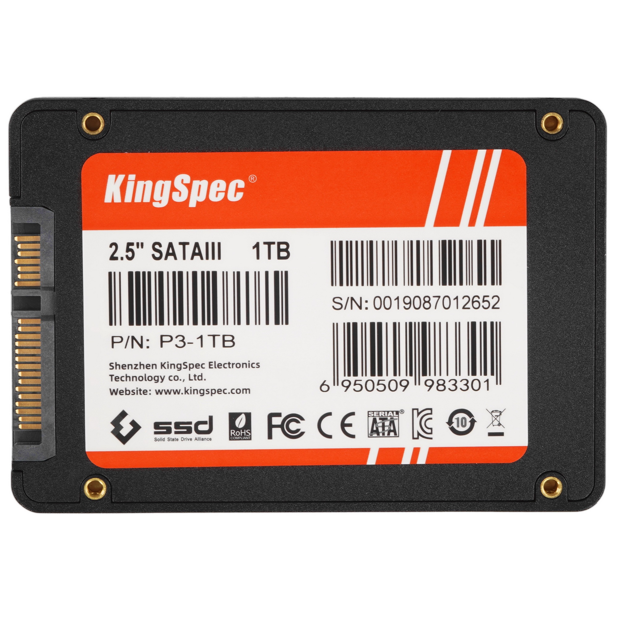 Накопитель SSD KingSpec P3-1TB, 1024GB, SATA, 2.5", R/W 570/500