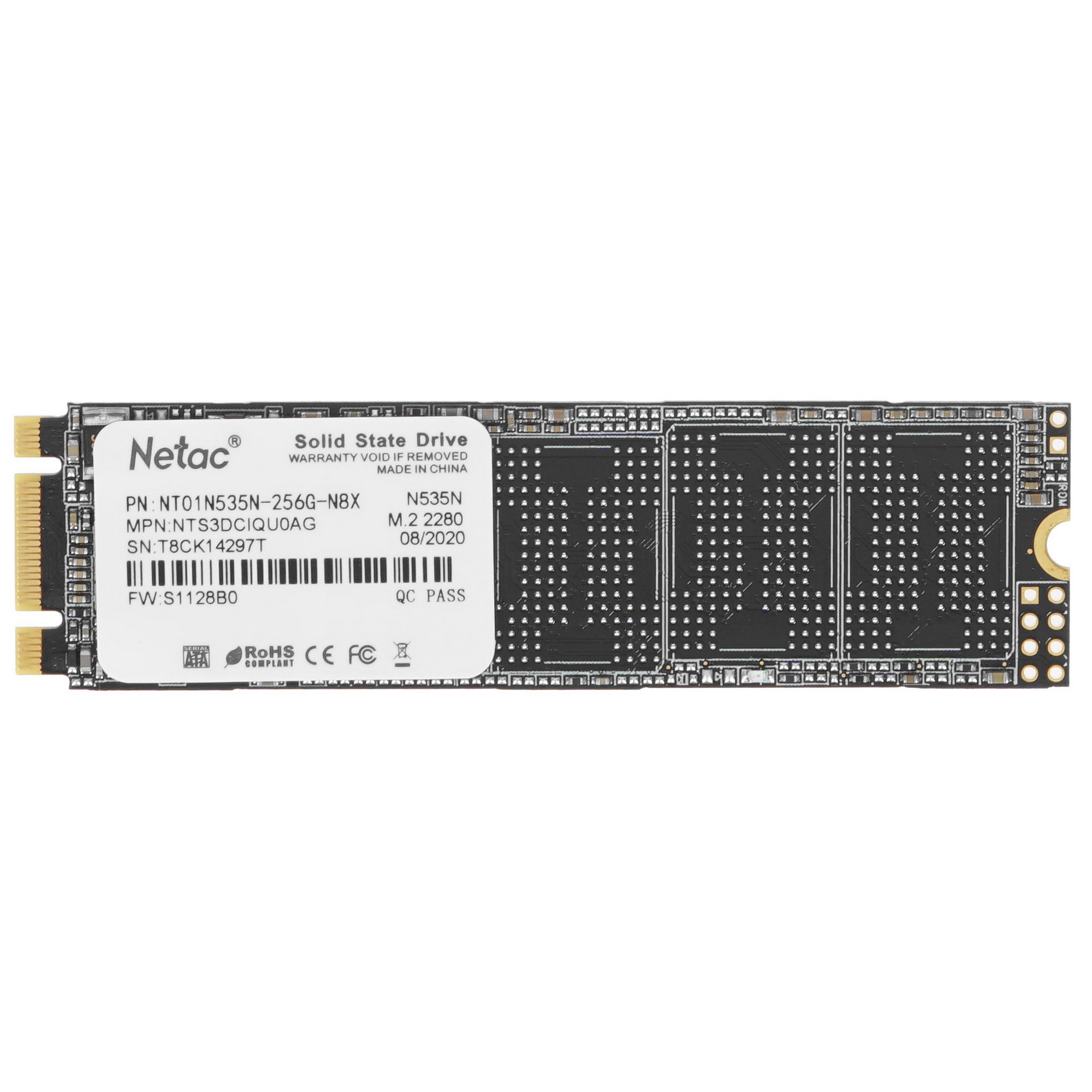 Накопитель SSD Netac N535N, 256GB, M.2 2280, SATA-III, R/W 560/520