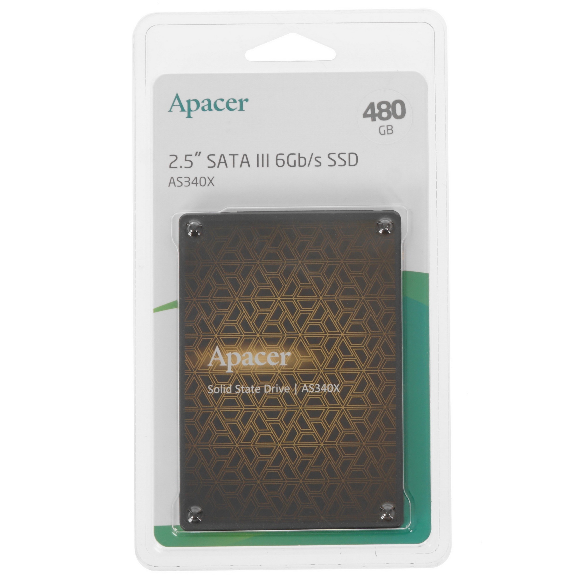 Накопитель SSD Apacer AS340X, 480Gb, 2.5", SATA III, R/W 550/520