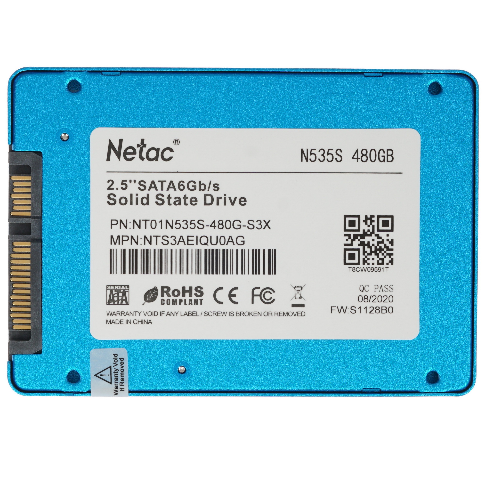Накопитель SSD Netac N535S, 480Gb, SATA III, 2.5", 560/520