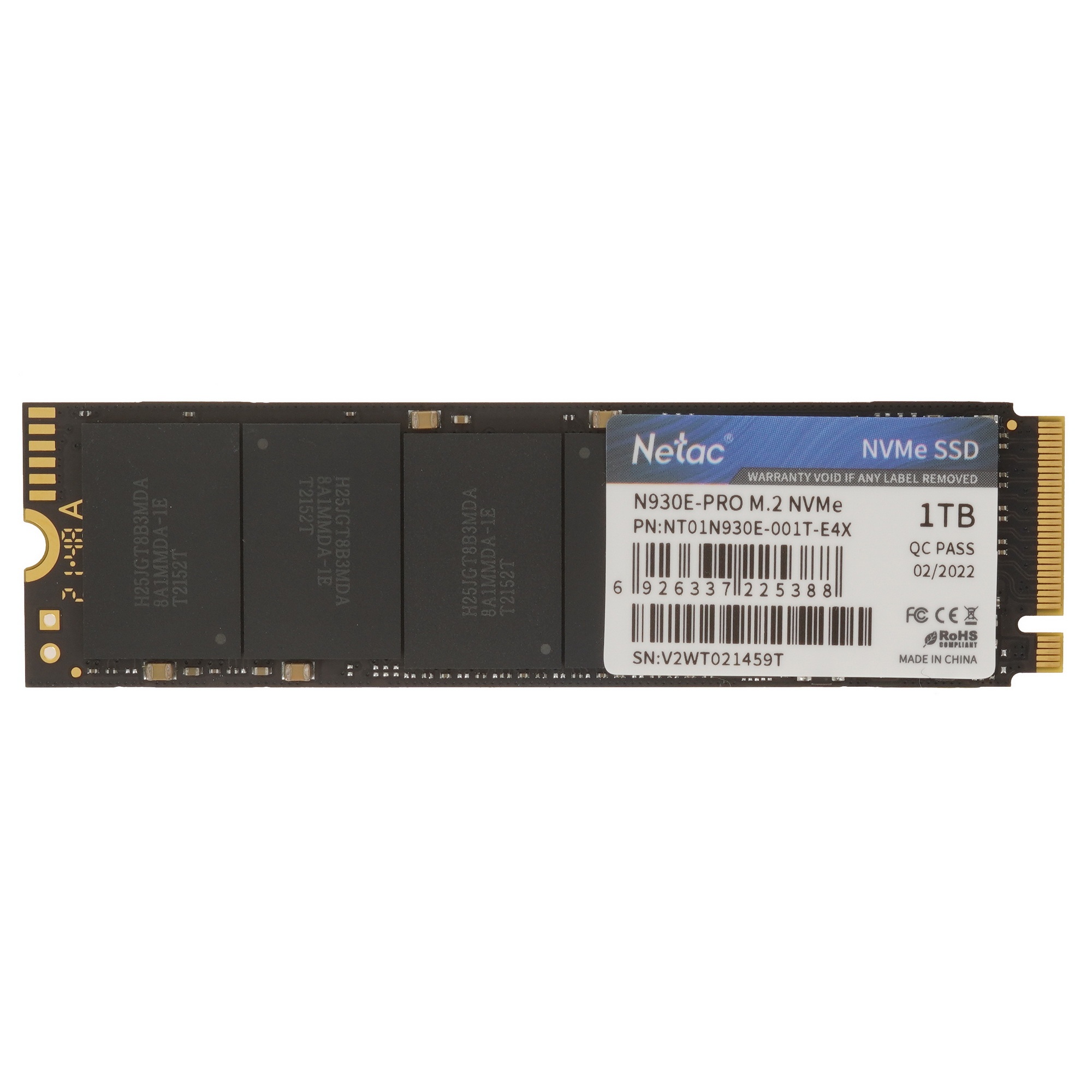 Накопитель SSD Netac N930E Pro, 1TB, PCIe 3.0 x4, M.2 2280, NVMe, R/W 2130/1720