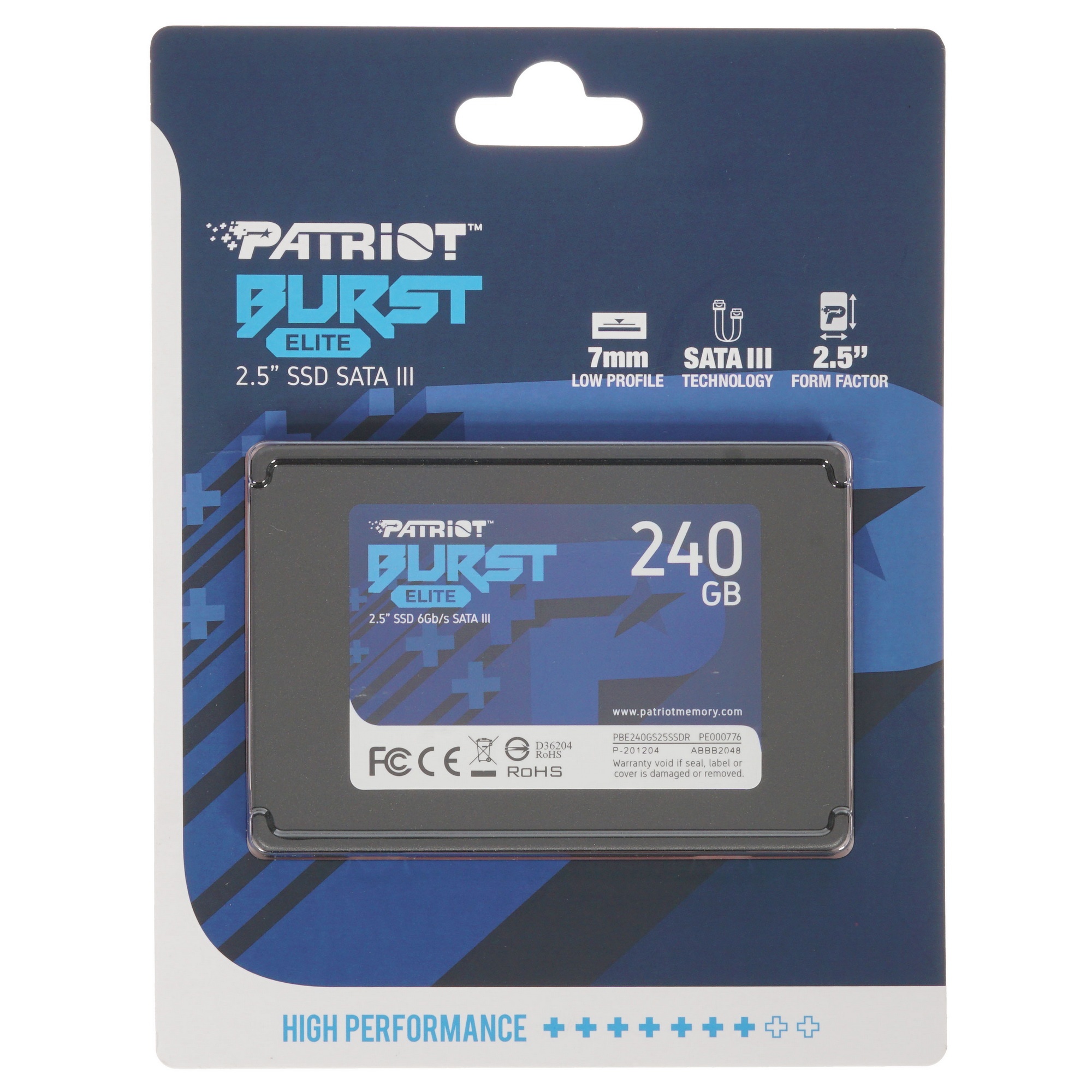 Накопитель SSD Patriot Burst Elite, 240GB, SATA, 2.5", R/W 450/320