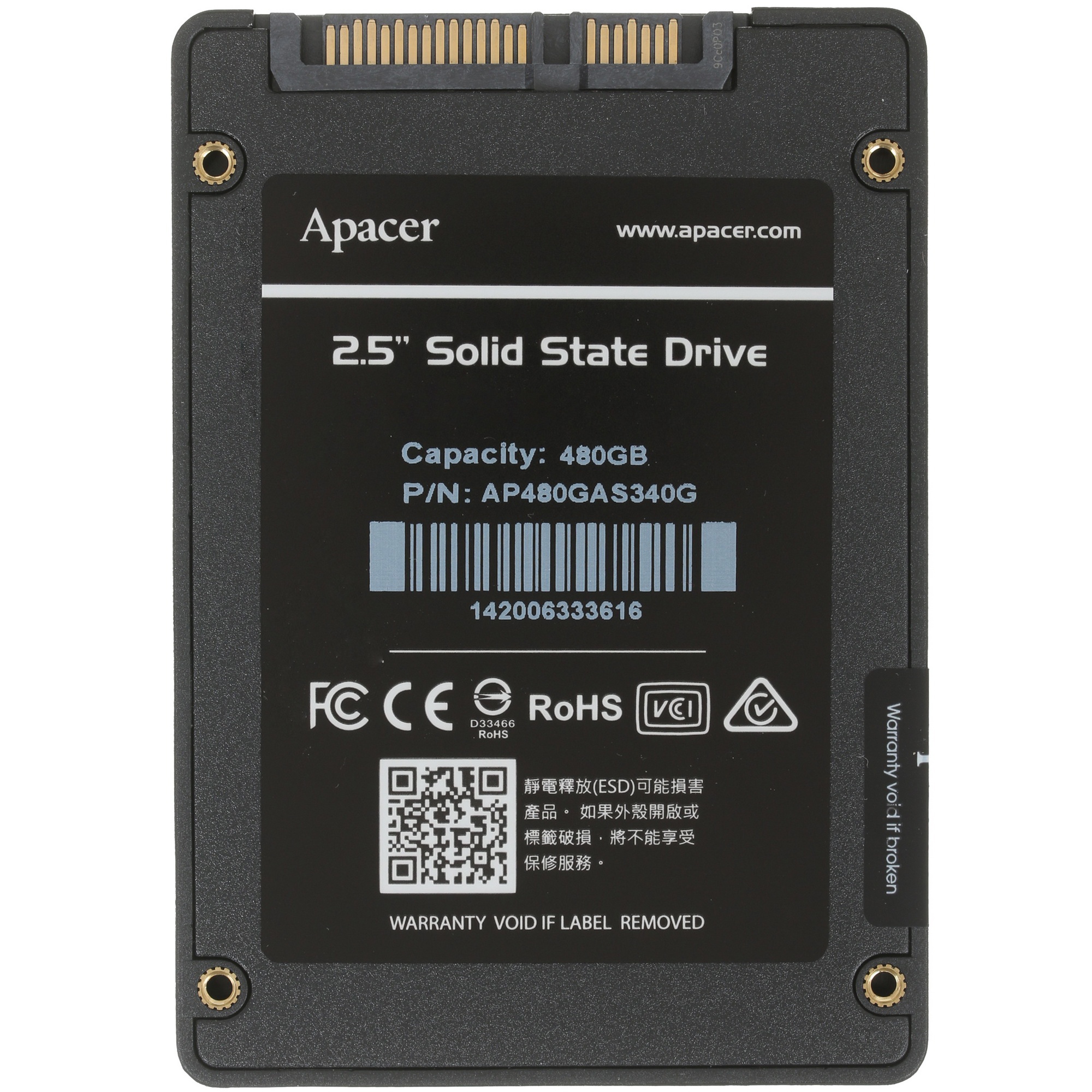 Накопитель SSD Apacer AS340 PANTHER, 480Gb, SATA III, 2.5", R/W 550/520