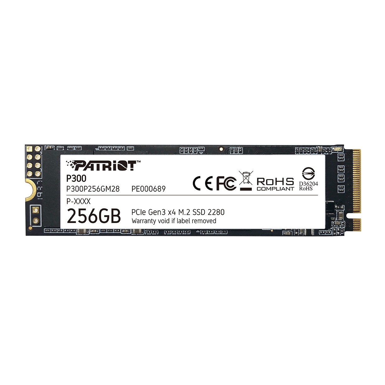 Накопитель SSD Patriot P300, 256GB, PCIe 3.0 x4, M.2 2280, NVMe, R/W 1700/1100