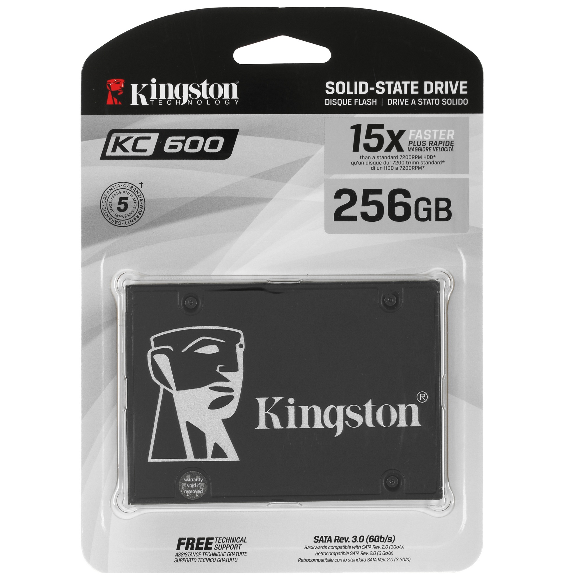 Накопитель SSD Kingston KC600, 256GB, SATA III, 2.5", R/W 550/500