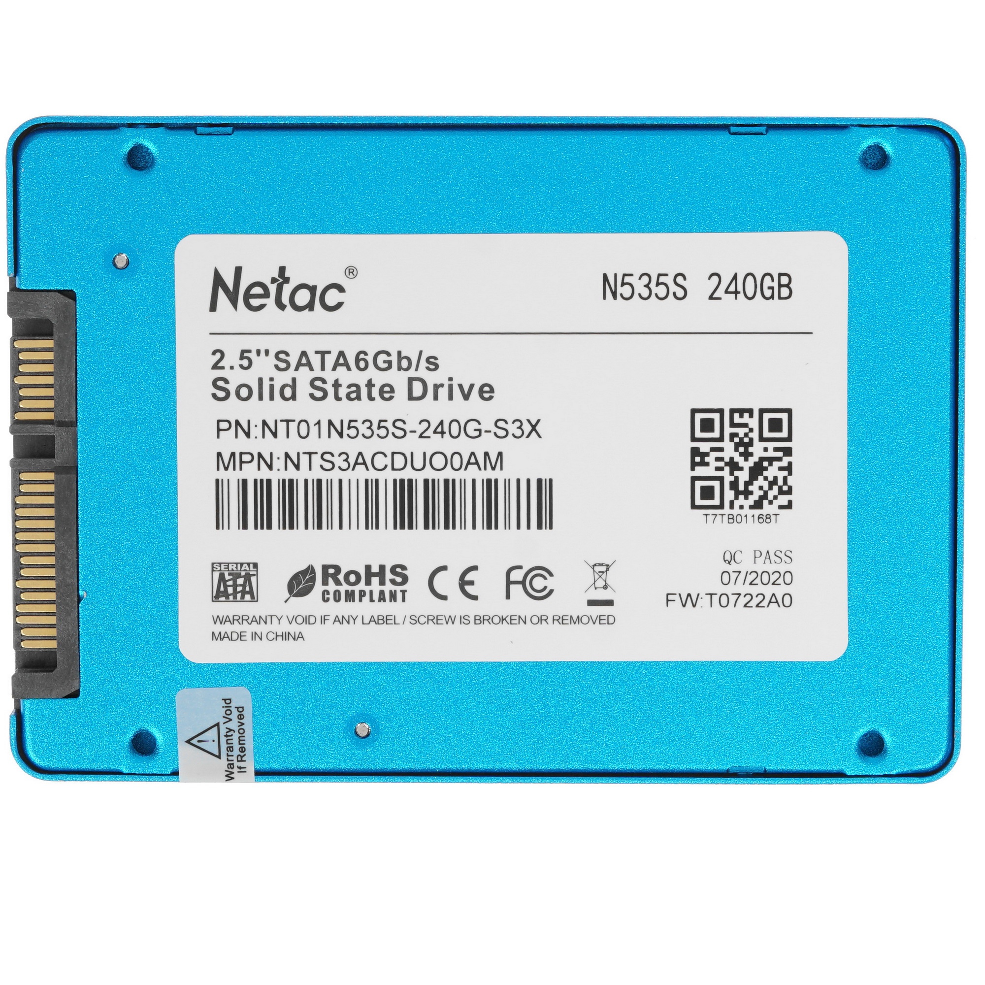 Накопитель SSD Netac N535S, 240GB, 2.5", SATA-III, R/W 540/490