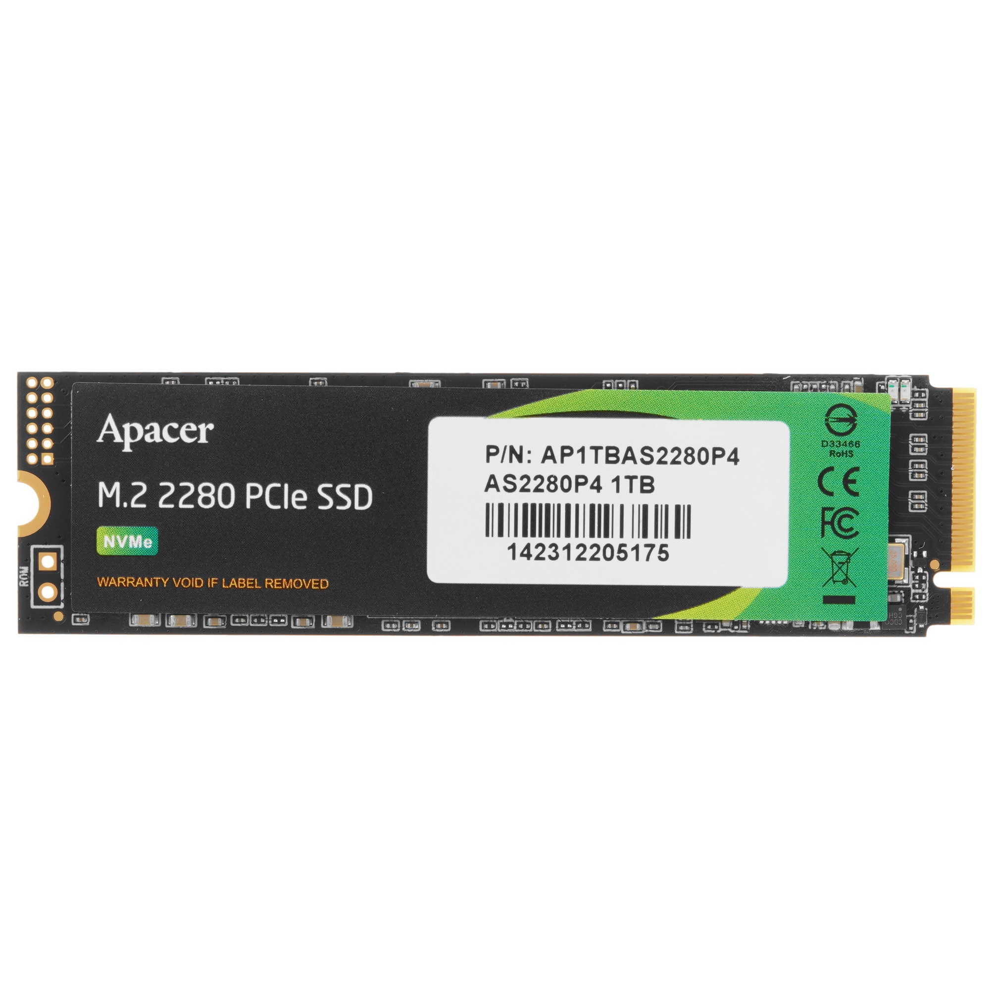 Накопитель SSD Apacer 1Tb, M.2 2280,  AS2280P4 PCIe 3.0 x4, NVMe, R/W 3000/2000