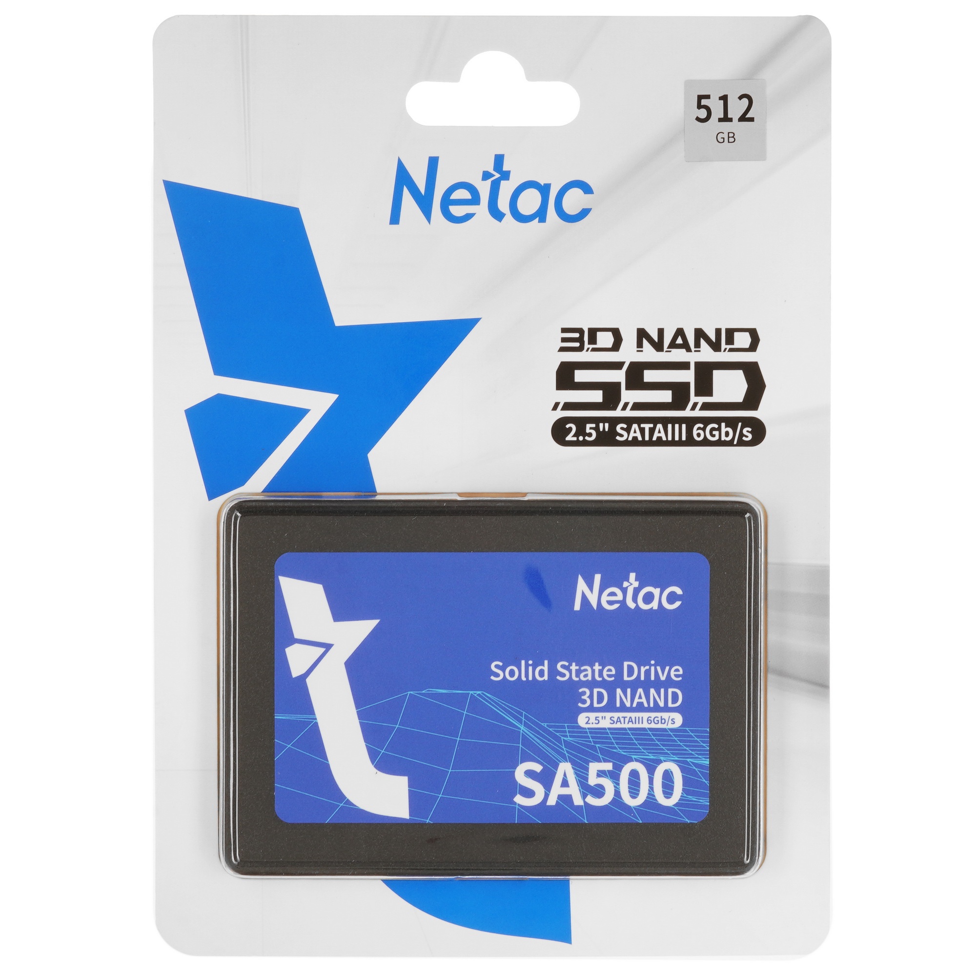 Накопитель SSD Netac SA500, 512GB, SATA III, 2.5", R/W 520/450